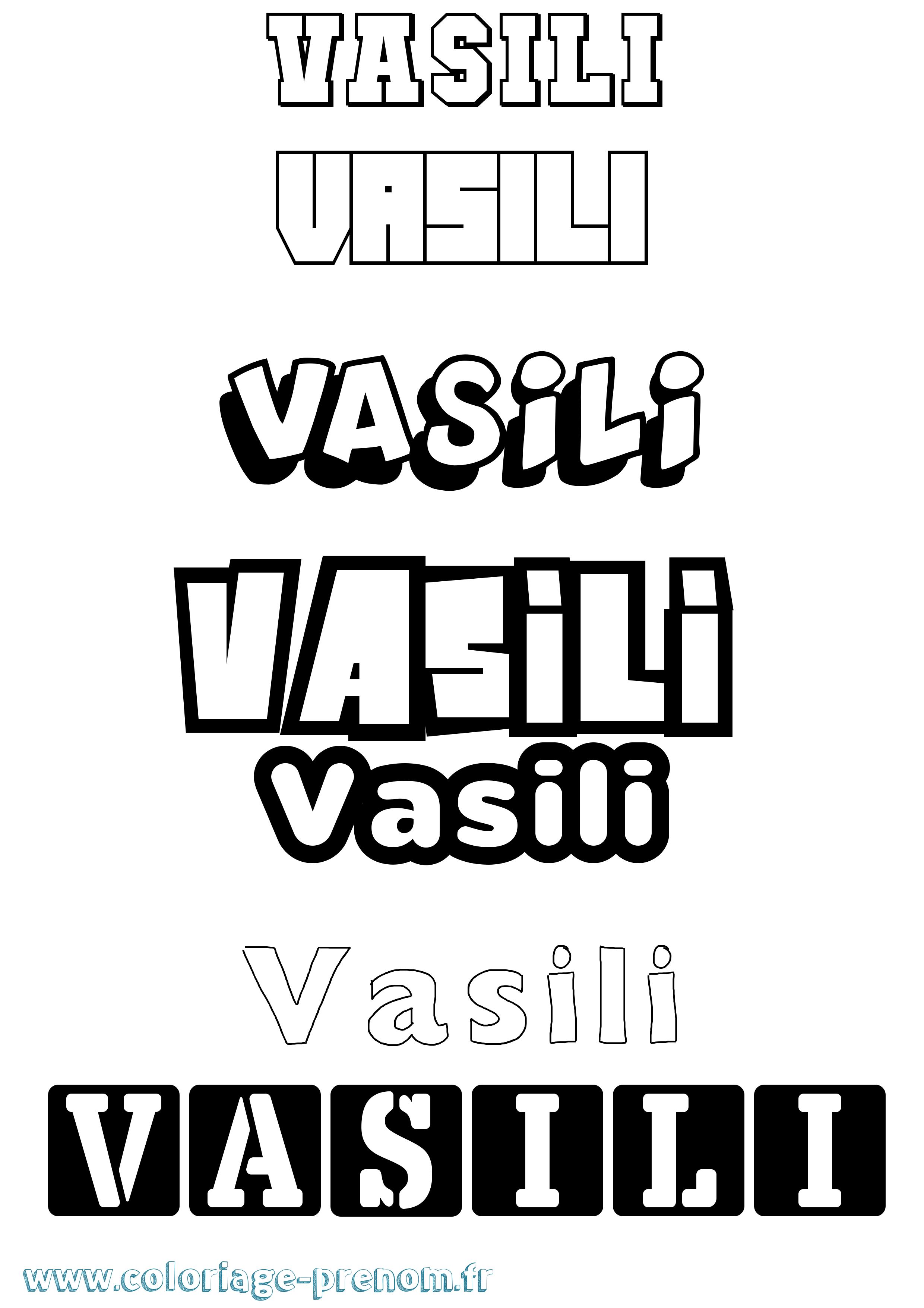 Coloriage prénom Vasili Simple