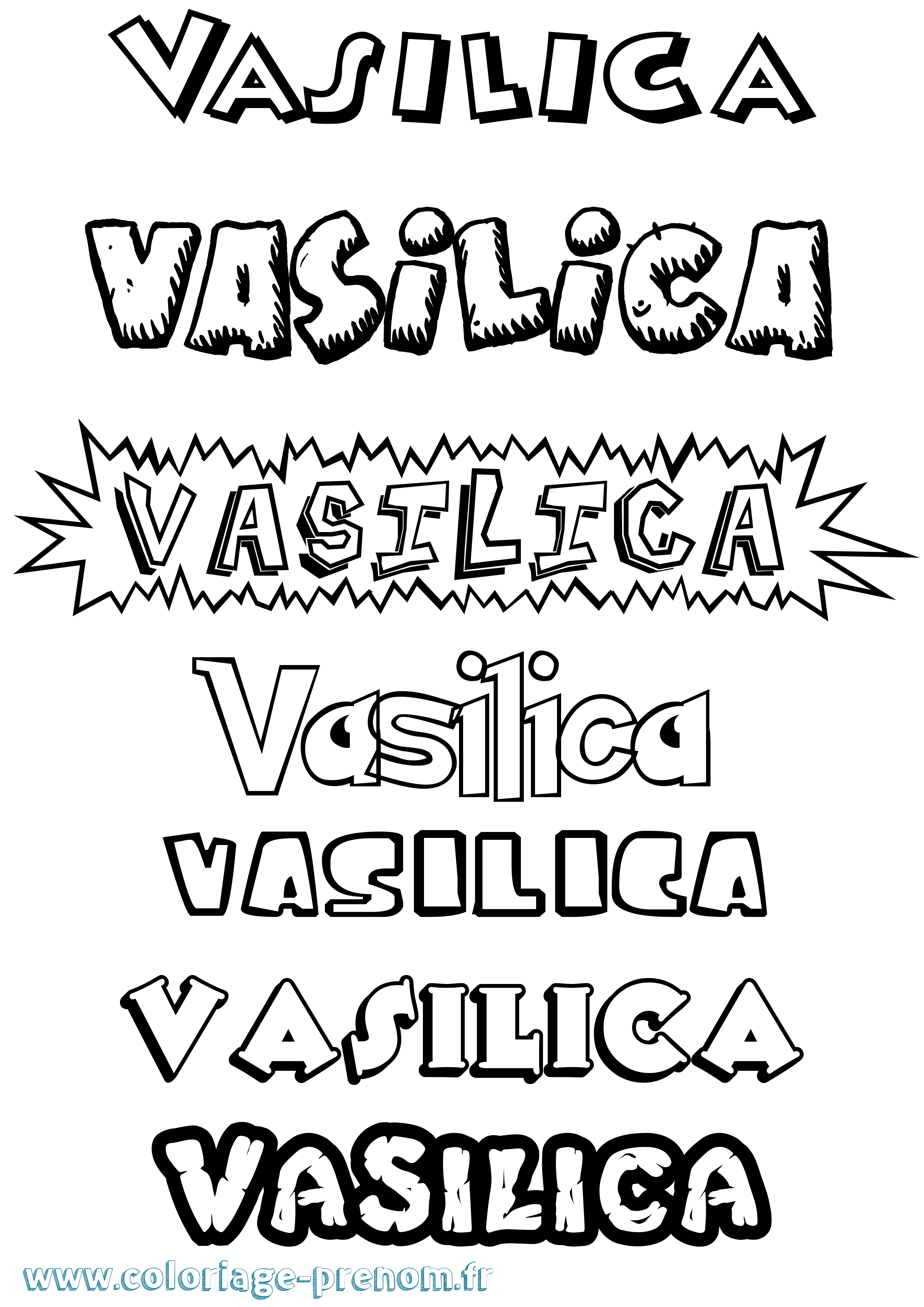 Coloriage prénom Vasilica Dessin Animé
