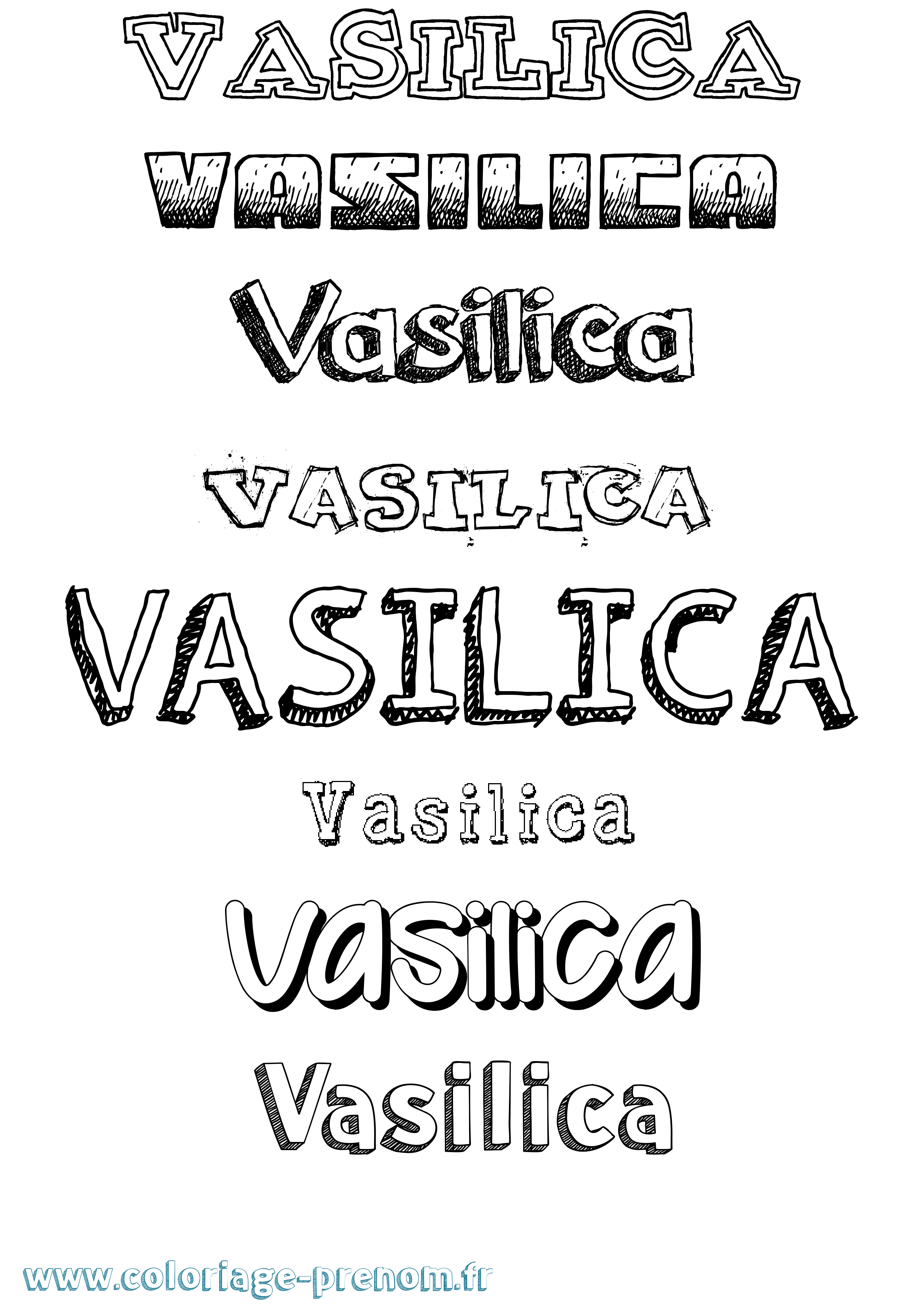 Coloriage prénom Vasilica Dessiné