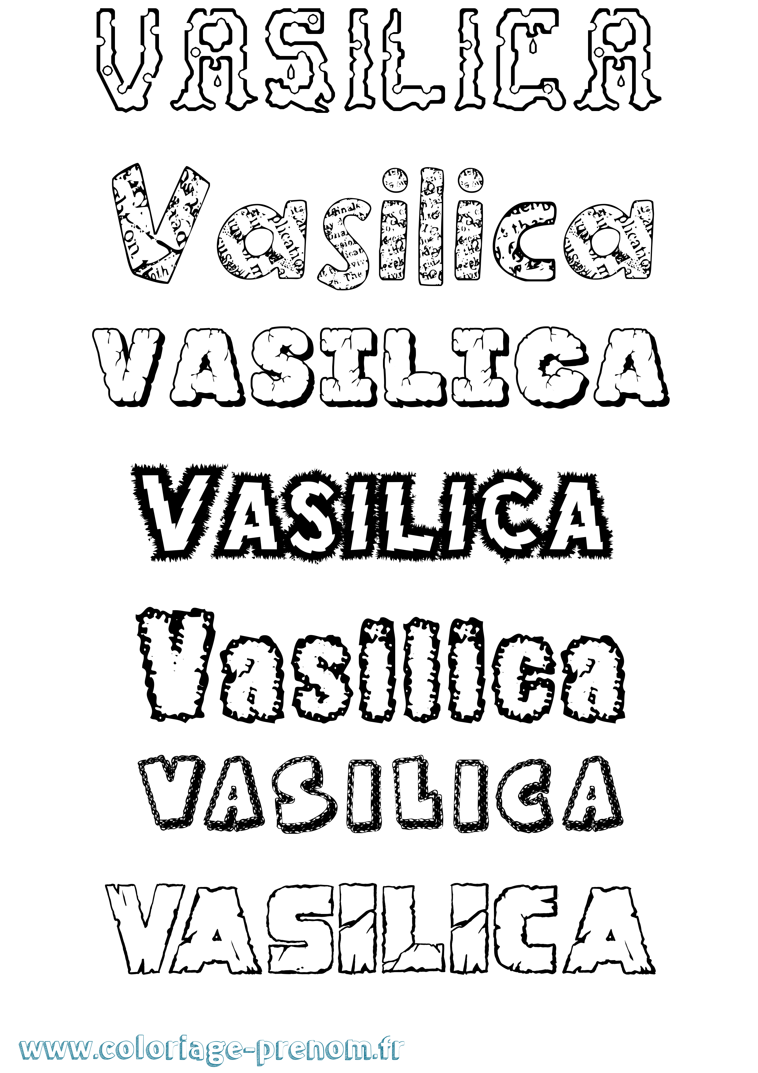 Coloriage prénom Vasilica Destructuré
