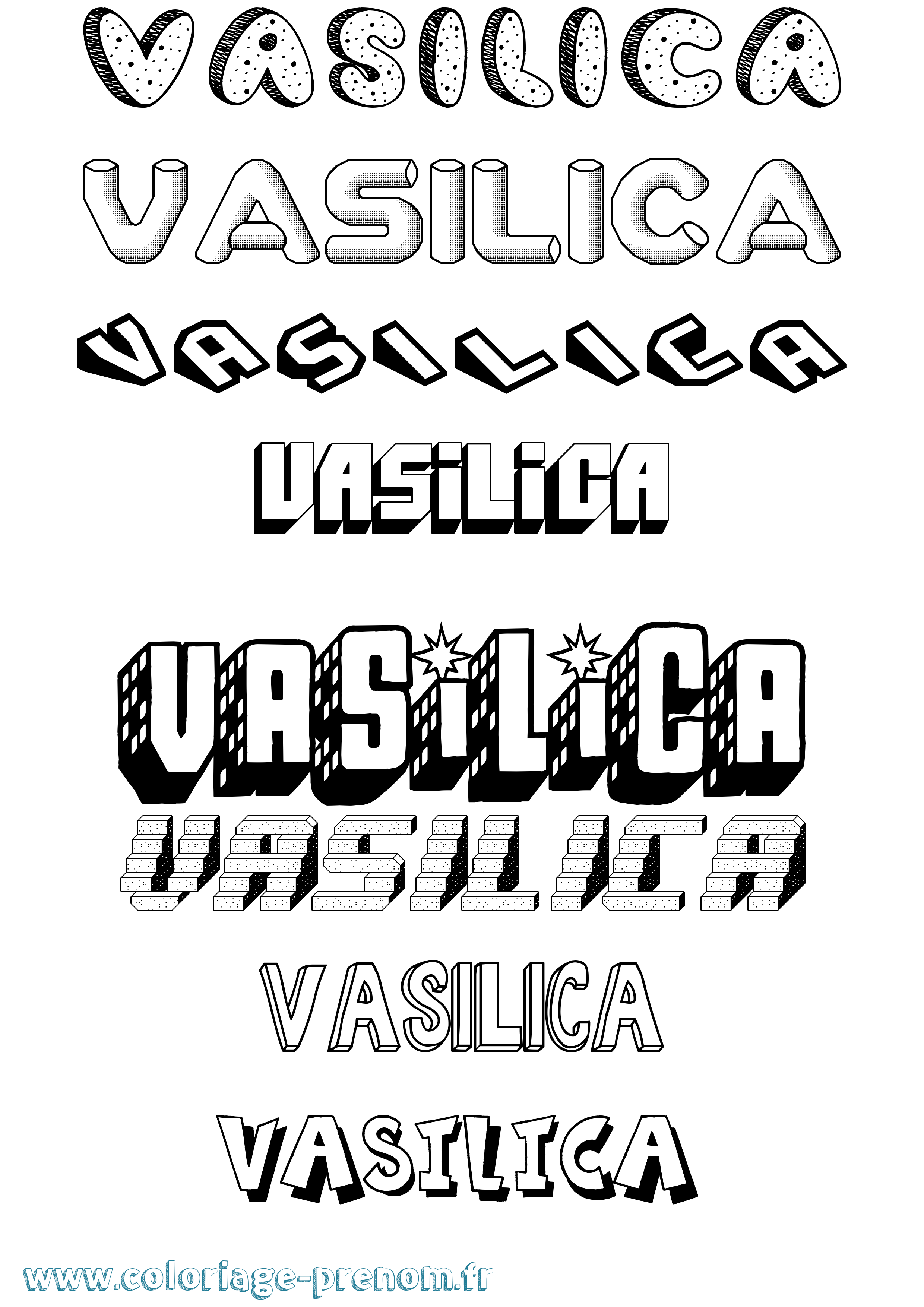 Coloriage prénom Vasilica Effet 3D