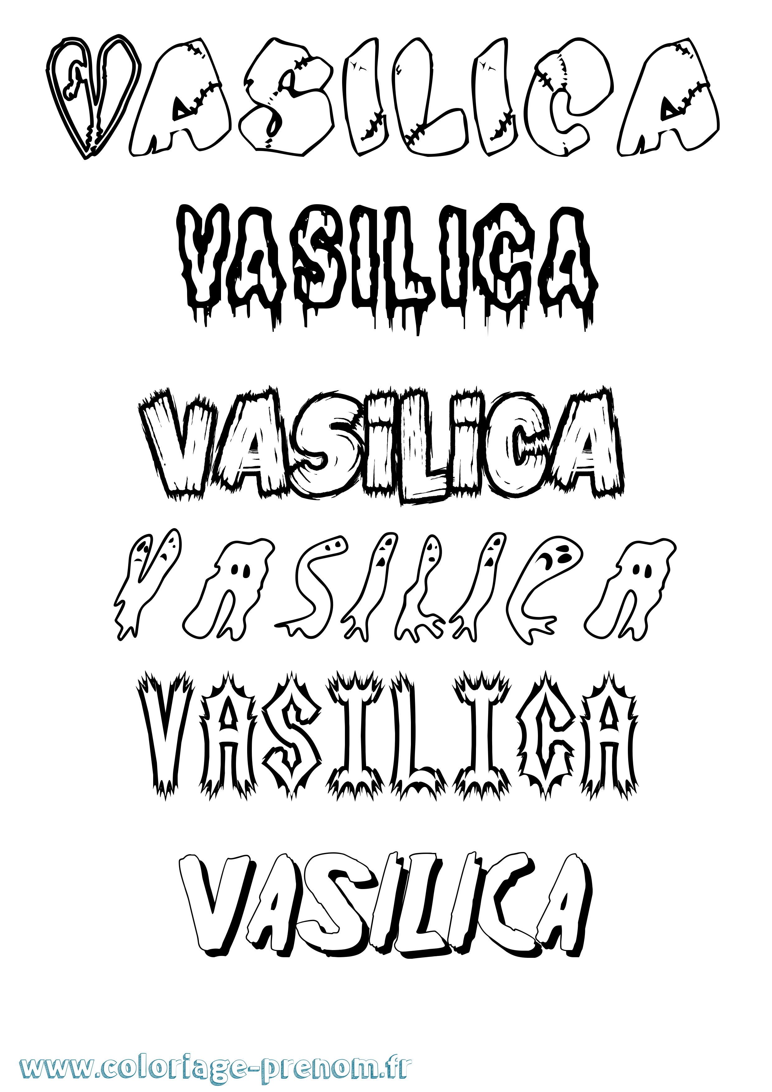 Coloriage prénom Vasilica Frisson