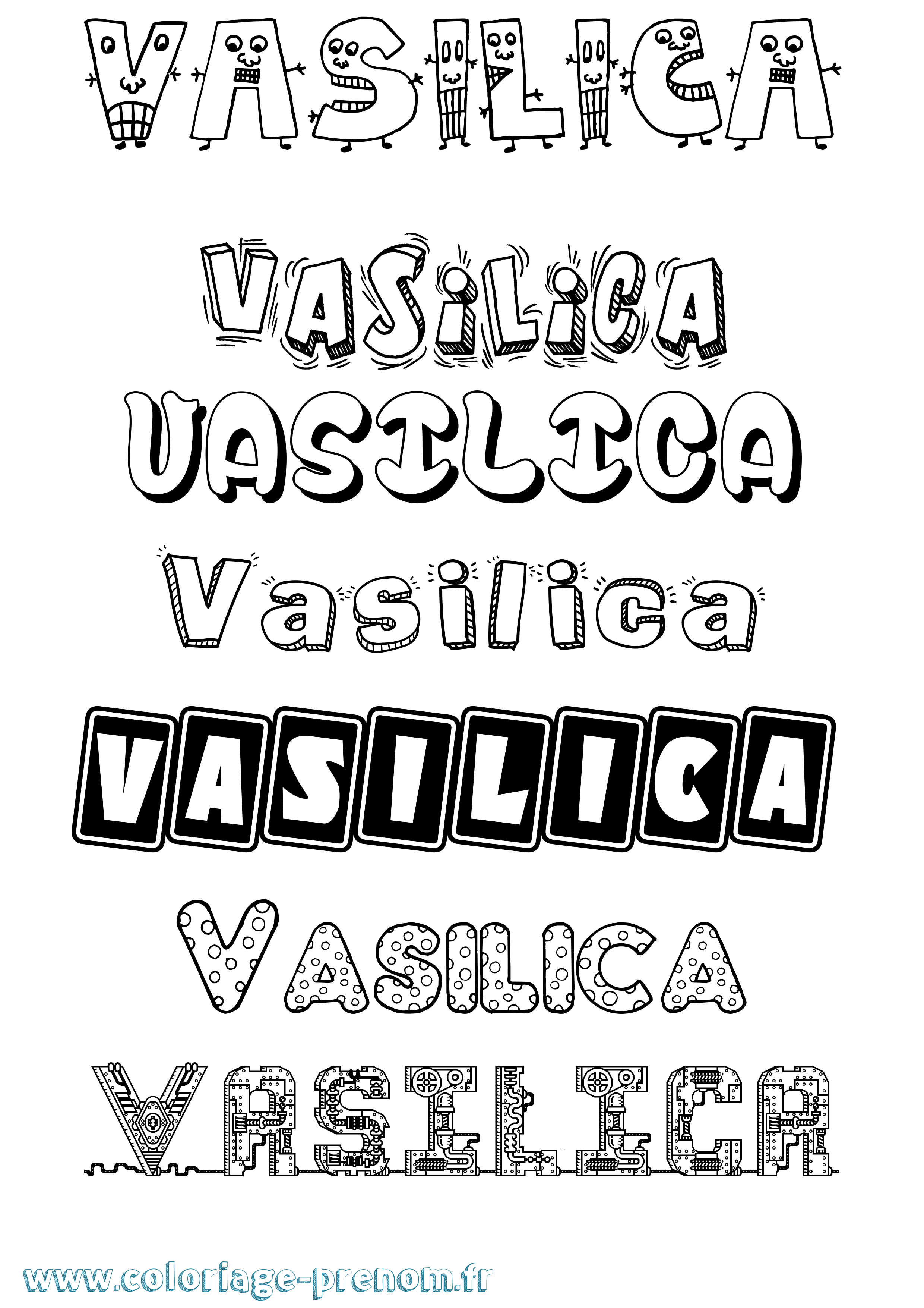 Coloriage prénom Vasilica Fun