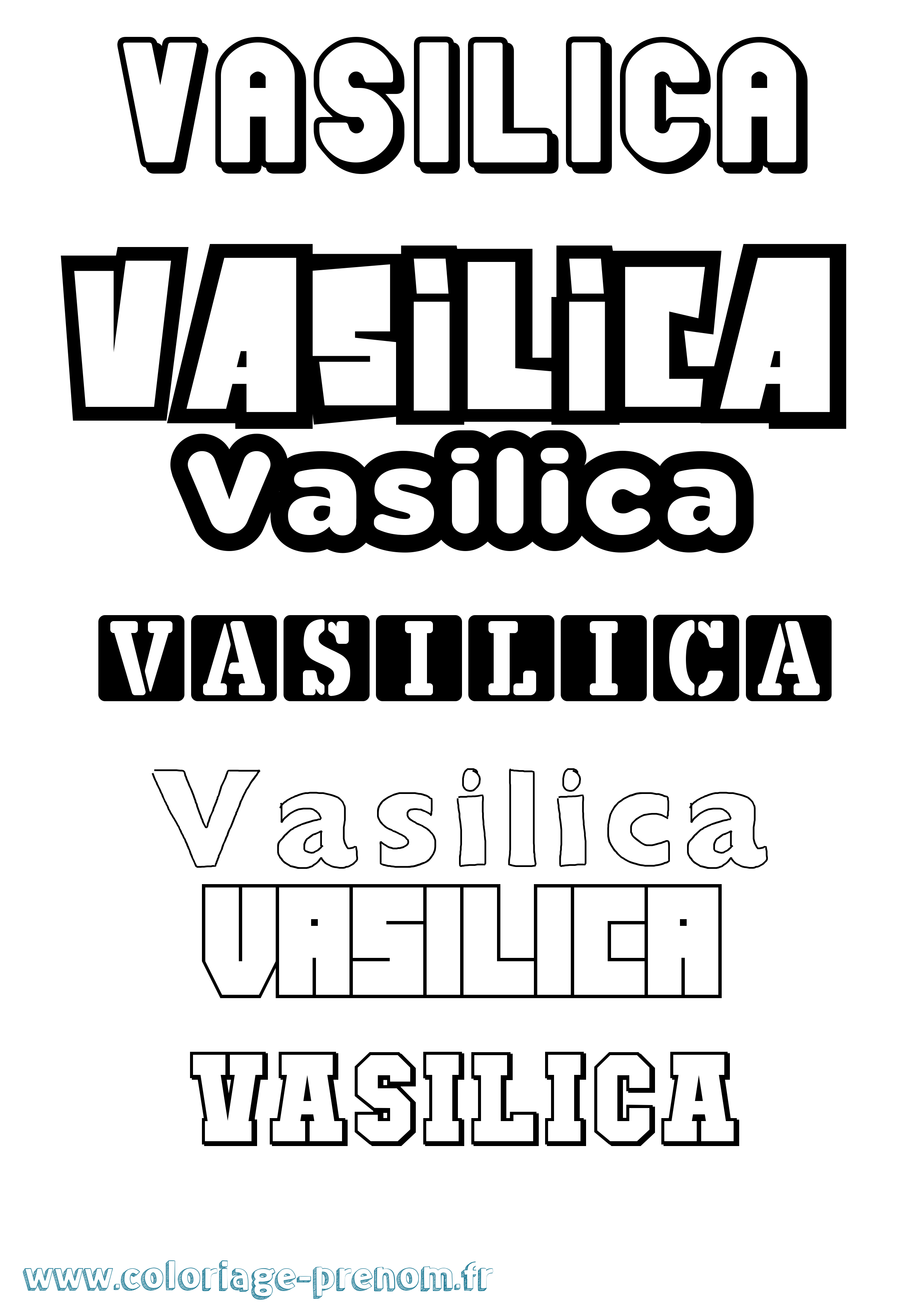 Coloriage prénom Vasilica Simple