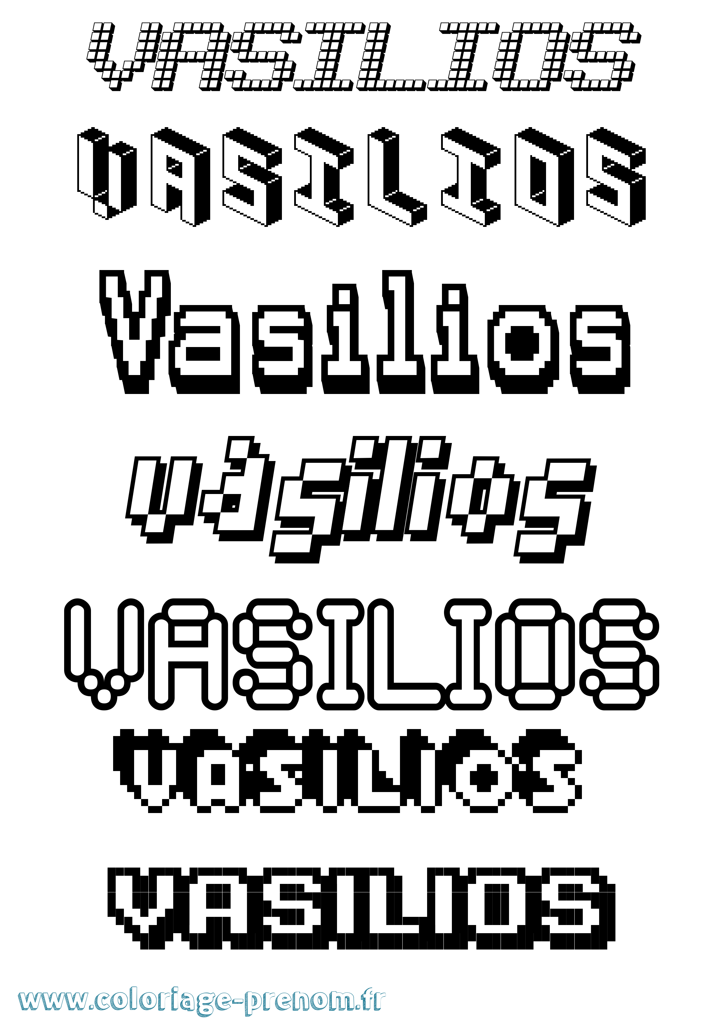 Coloriage prénom Vasilios Pixel