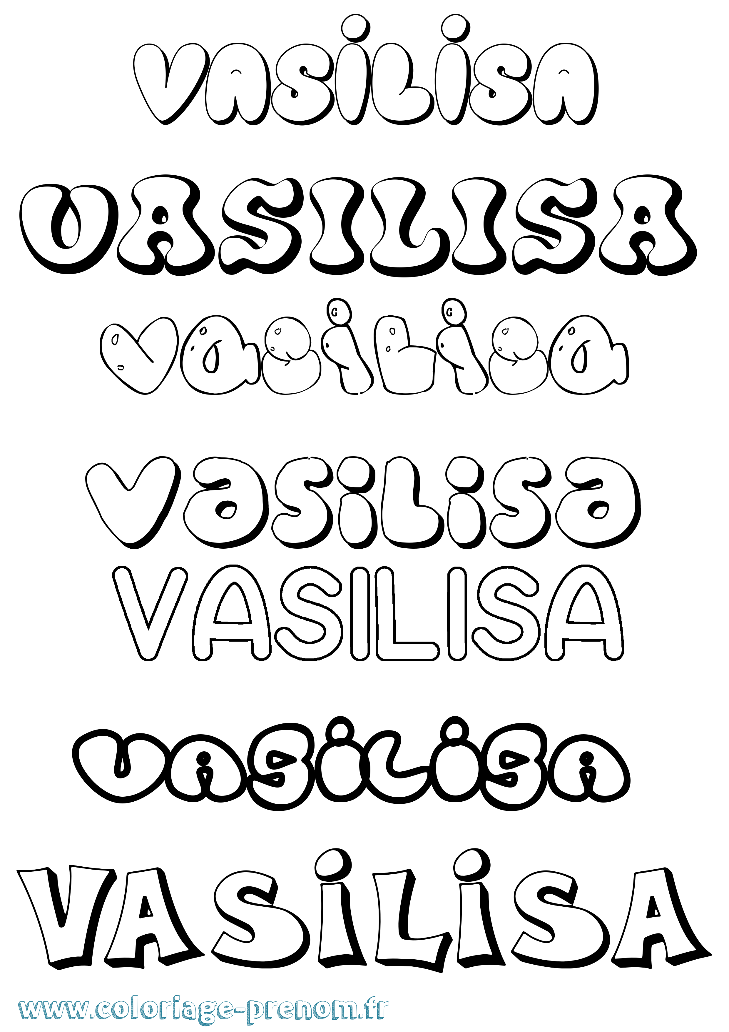 Coloriage prénom Vasilisa Bubble