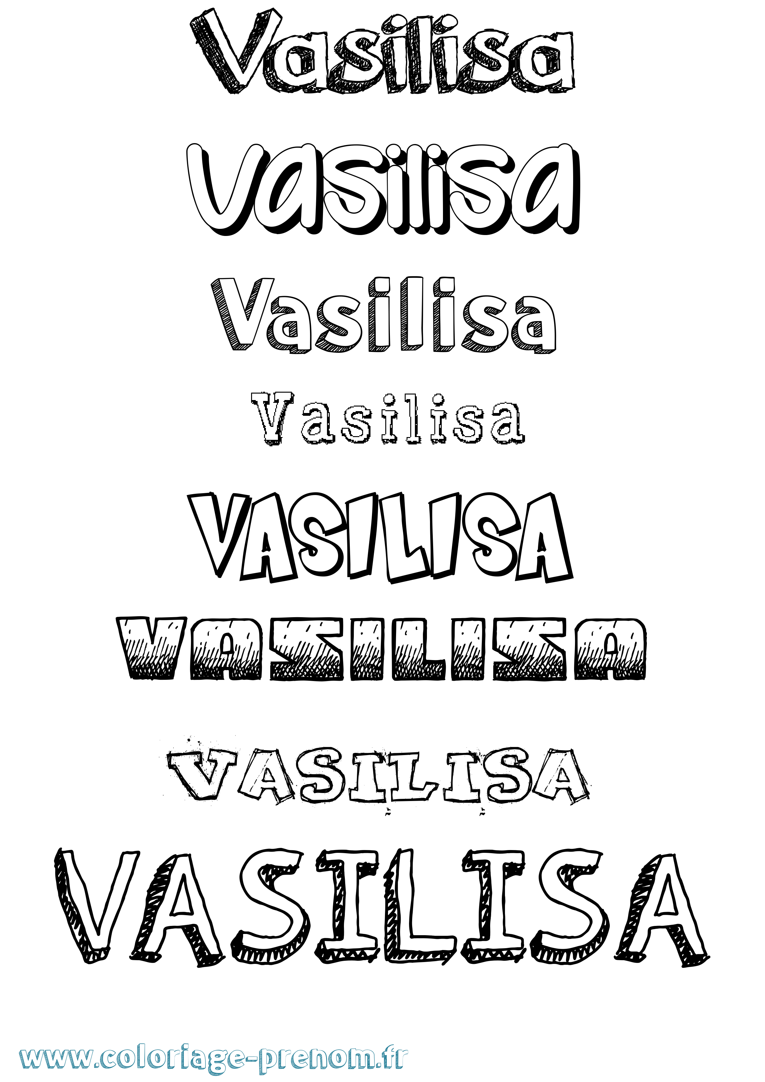 Coloriage prénom Vasilisa Dessiné