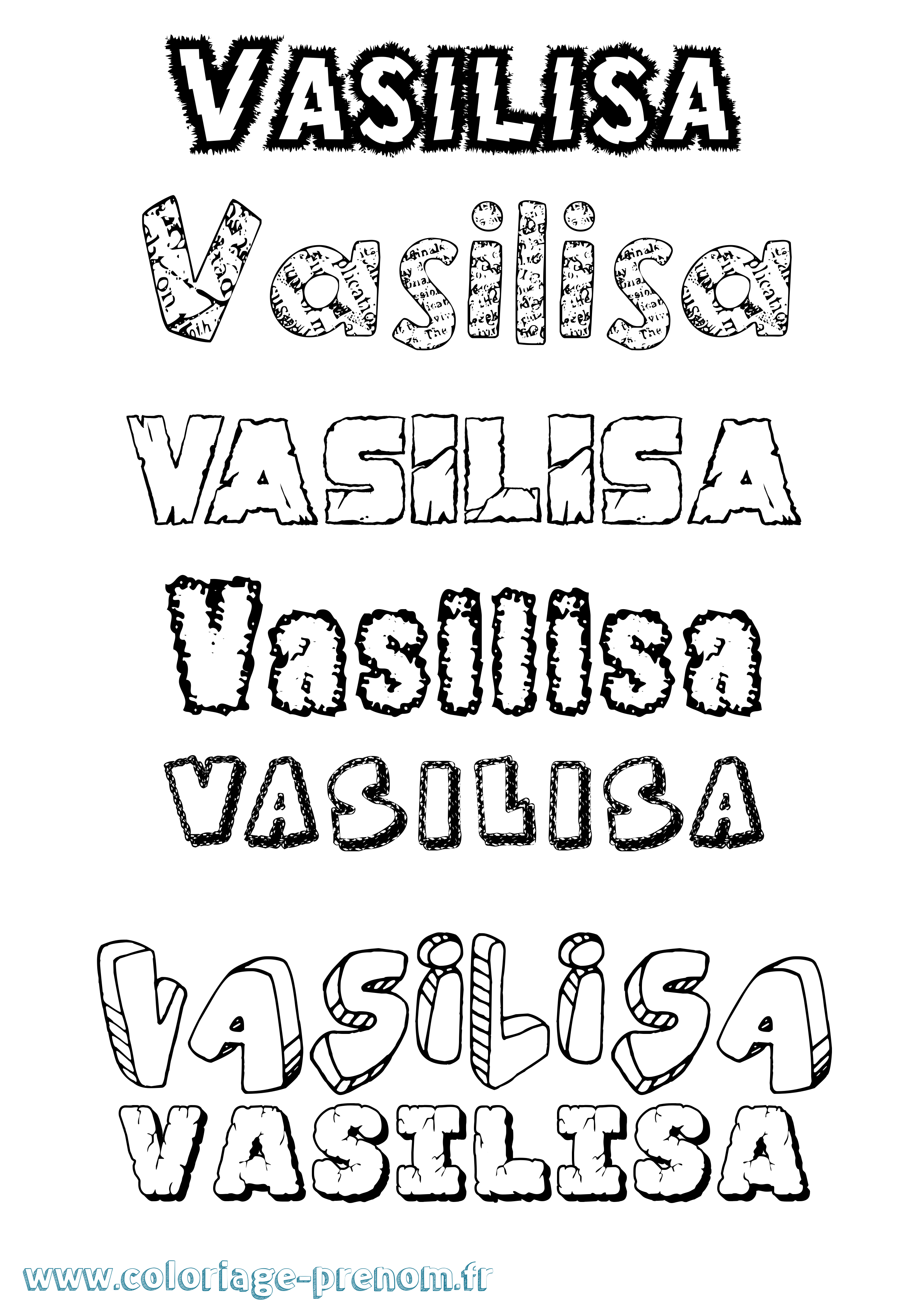 Coloriage prénom Vasilisa Destructuré