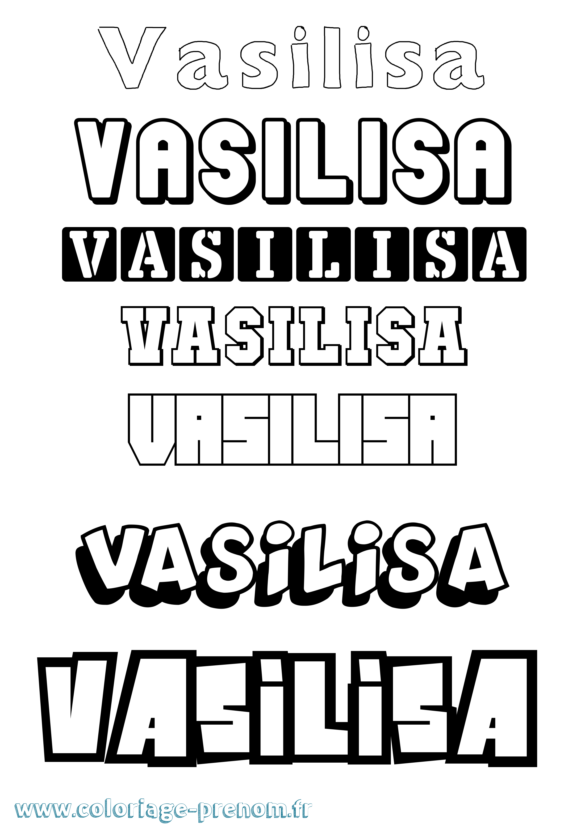 Coloriage prénom Vasilisa Simple
