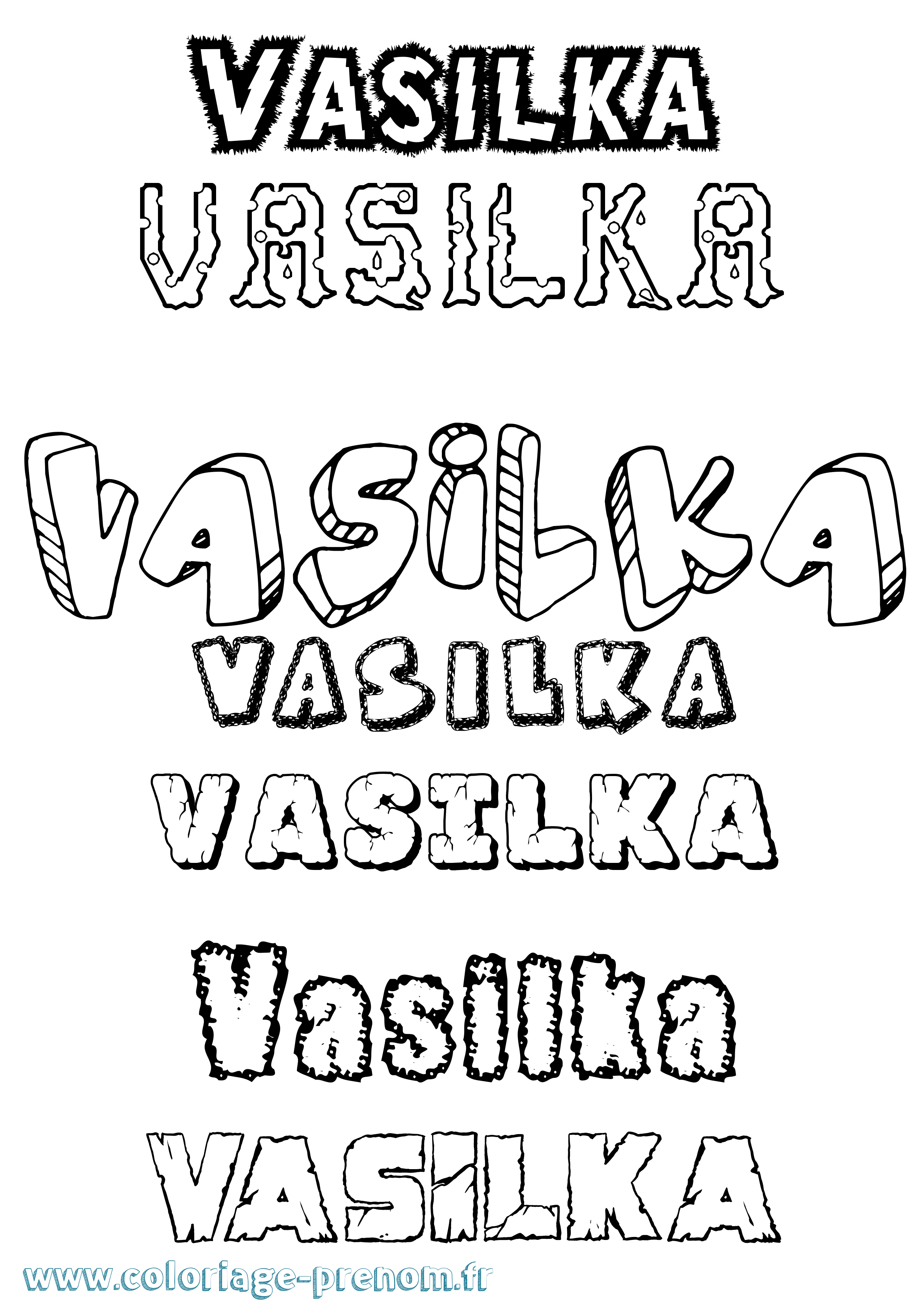 Coloriage Vasilka Destructuré Coloriage prénom Vasilka Destructuré