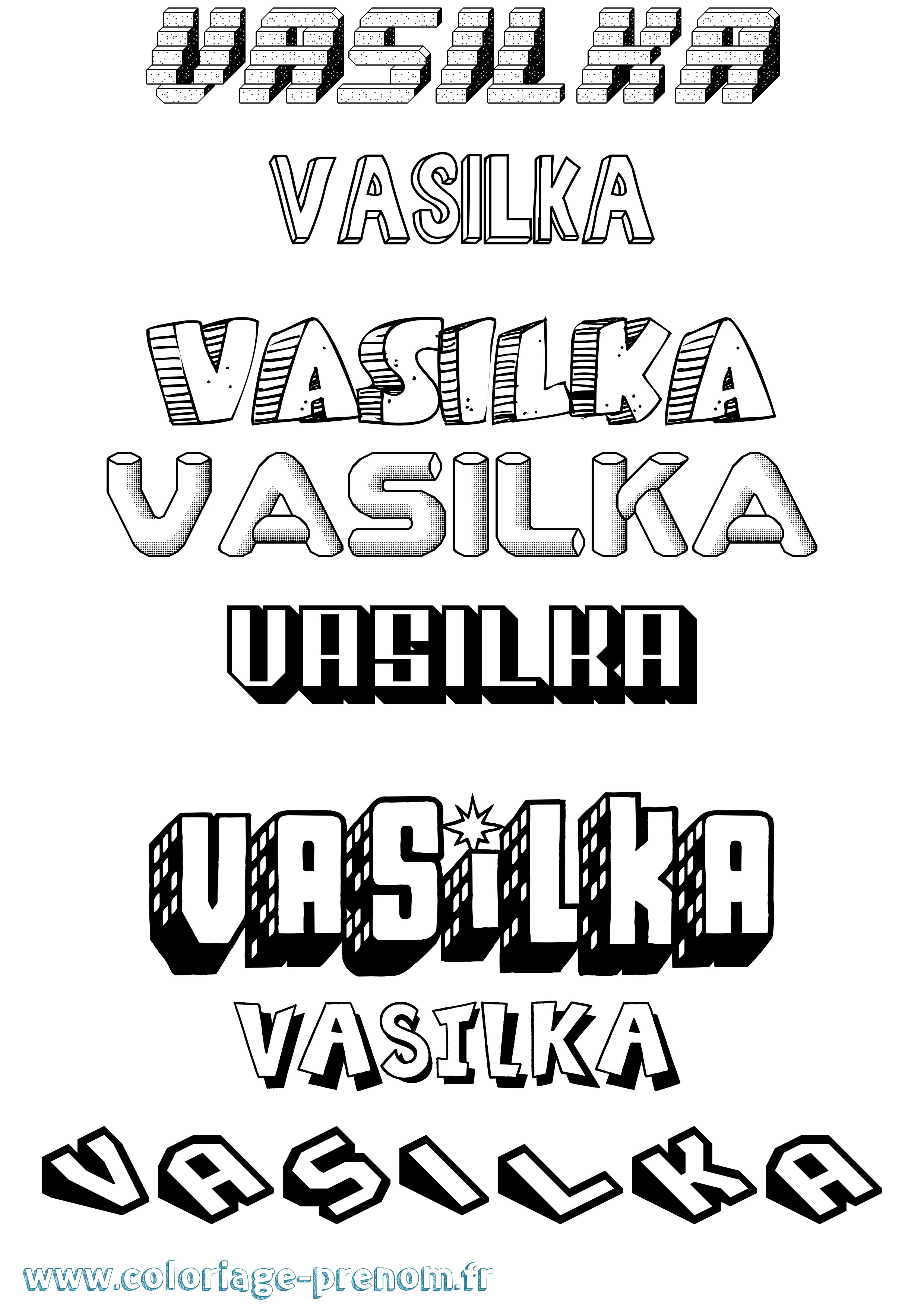 Coloriage Vasilka Effet 3D Coloriage prénom Vasilka Effet 3D