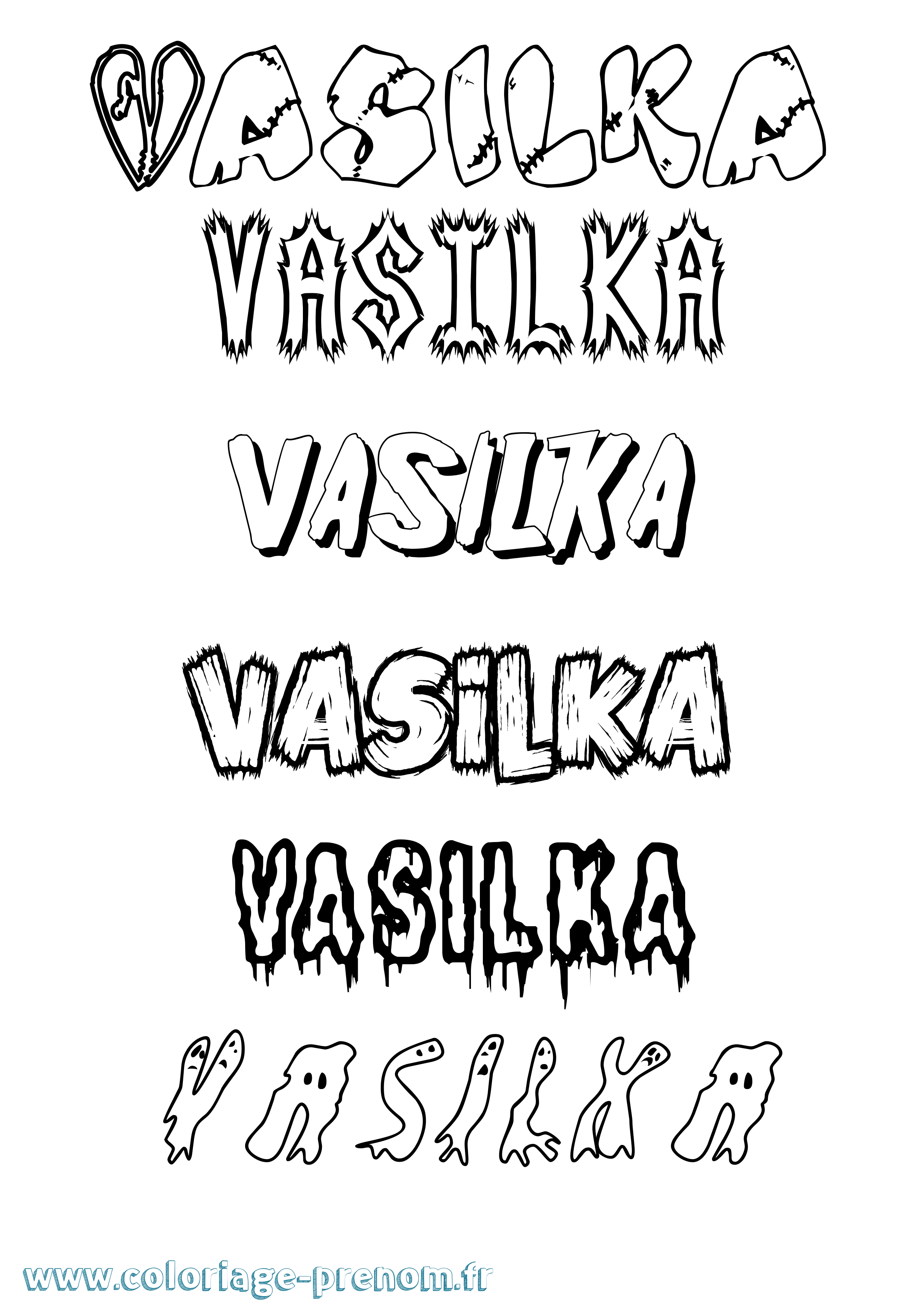 Coloriage Vasilka Frisson Coloriage prénom Vasilka Frisson