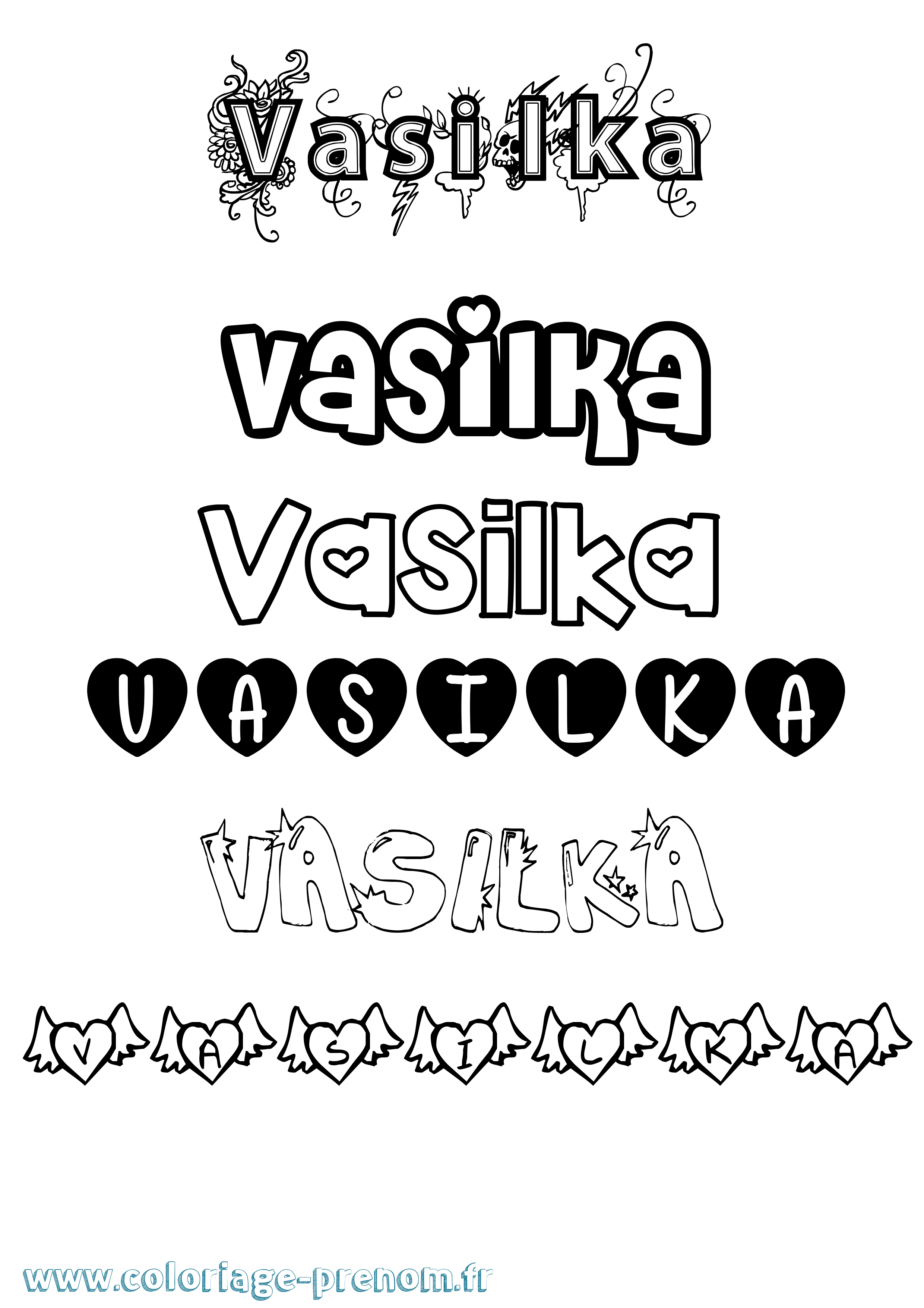Coloriage Vasilka Girly Coloriage prénom Vasilka Girly