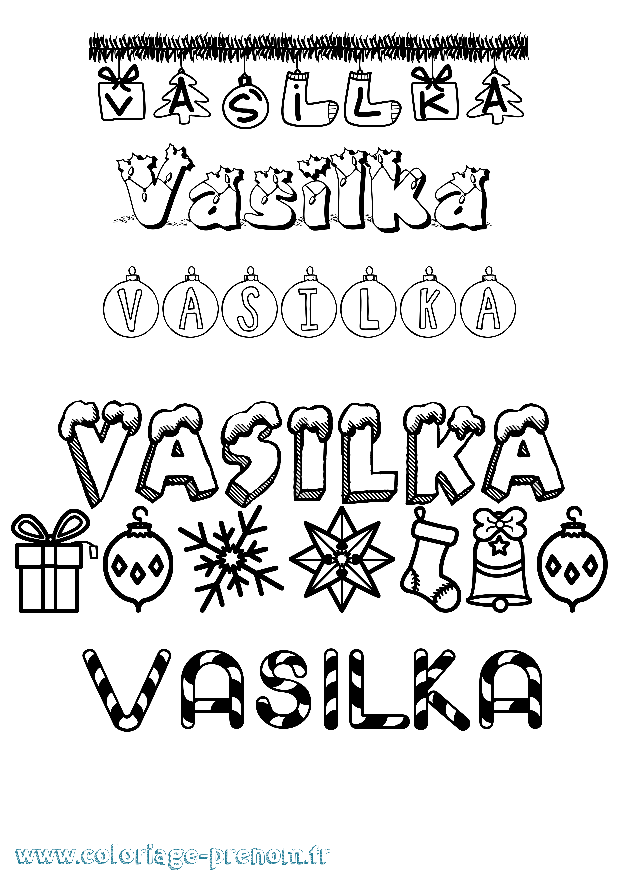 Coloriage Vasilka Noël Coloriage prénom Vasilka Noël