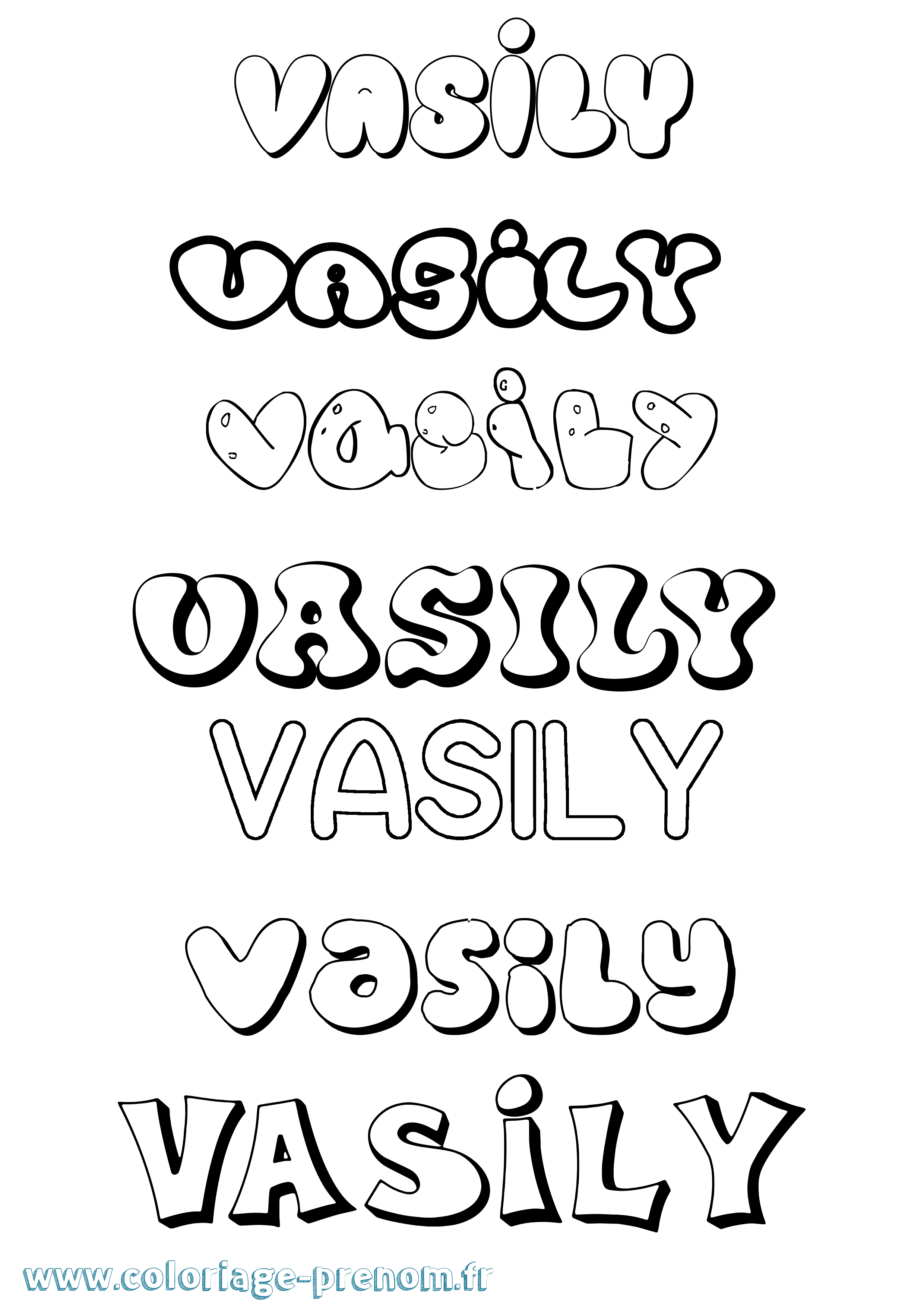 Coloriage Vasily Bubble Coloriage prénom Vasily Bubble