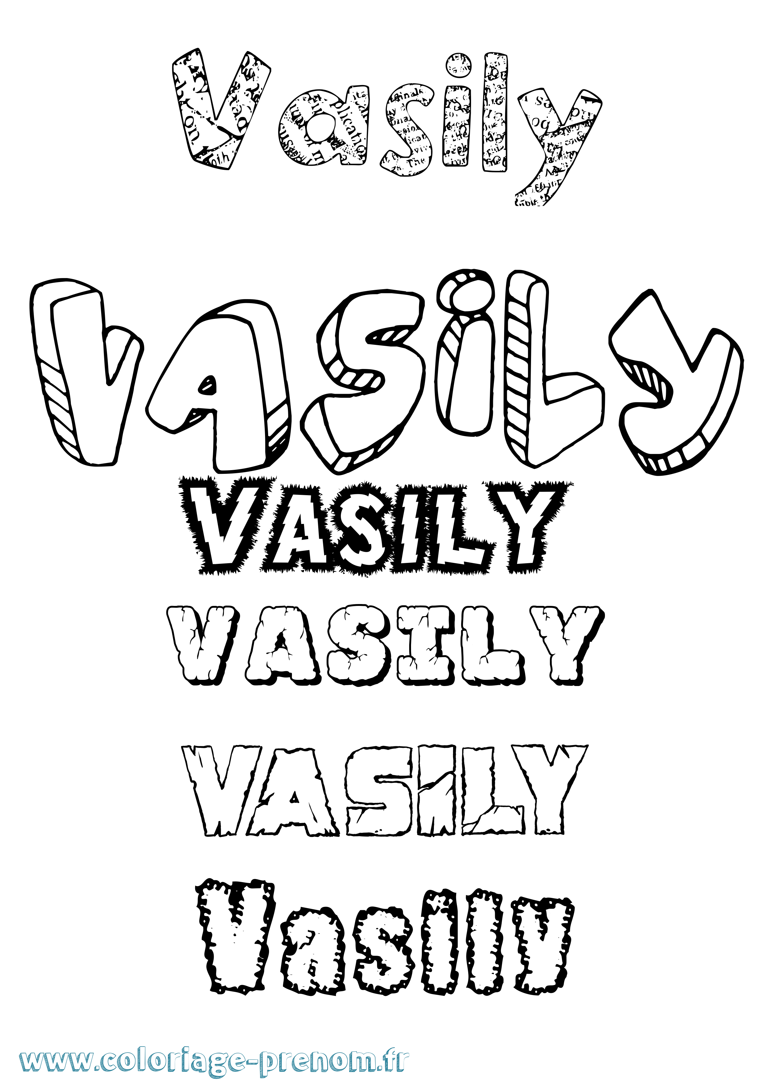 Coloriage Vasily Destructuré Coloriage prénom Vasily Destructuré
