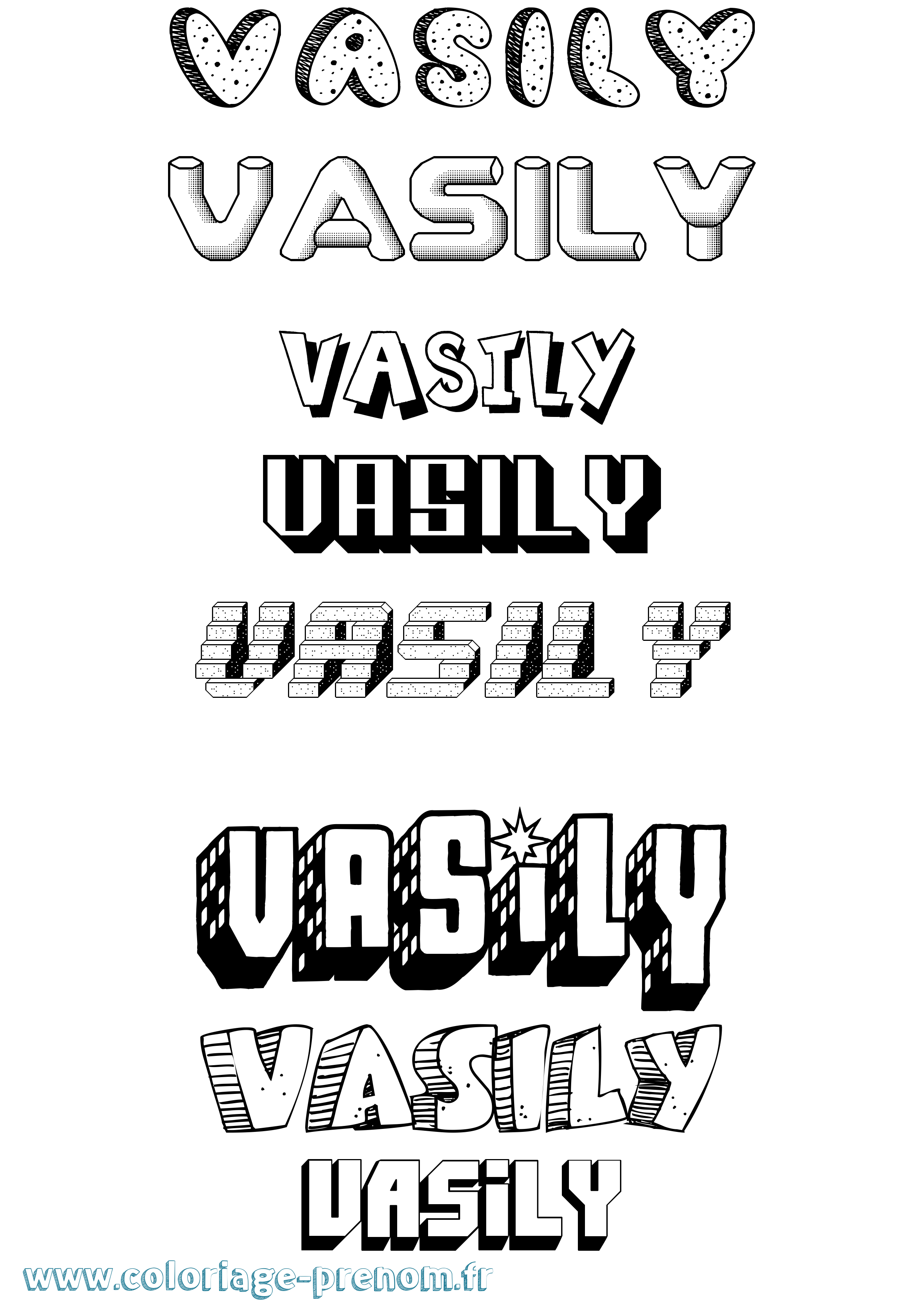 Coloriage Vasily Effet 3D Coloriage prénom Vasily Effet 3D
