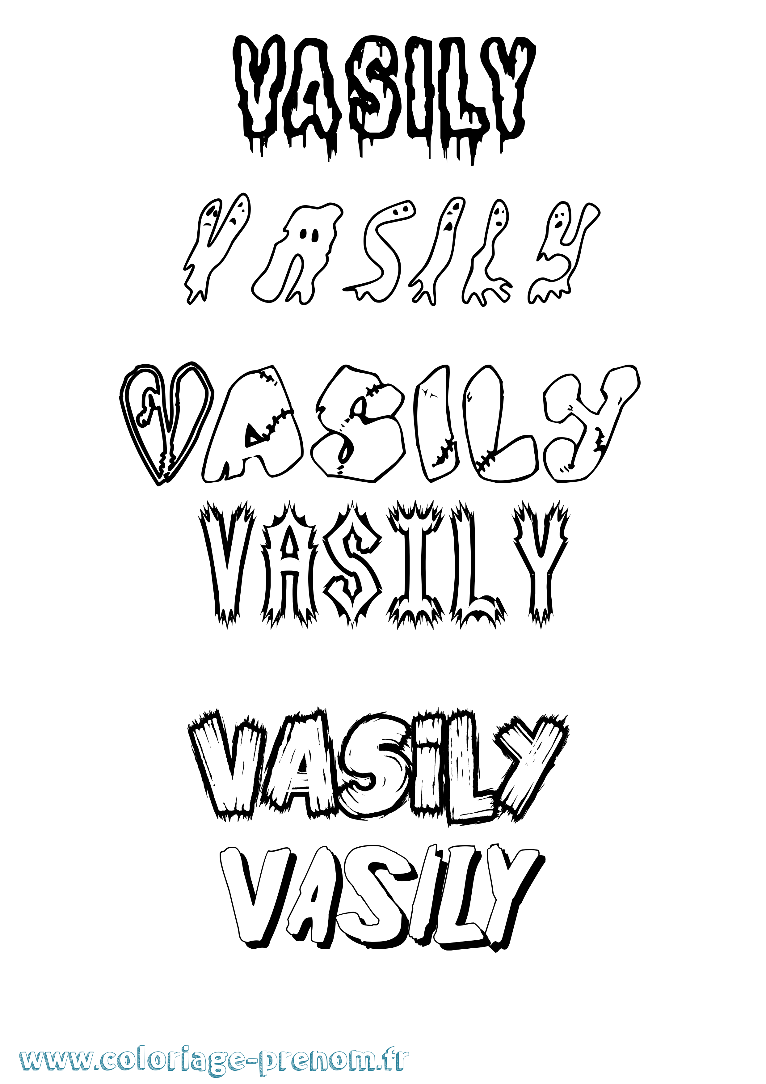 Coloriage Vasily Frisson Coloriage prénom Vasily Frisson