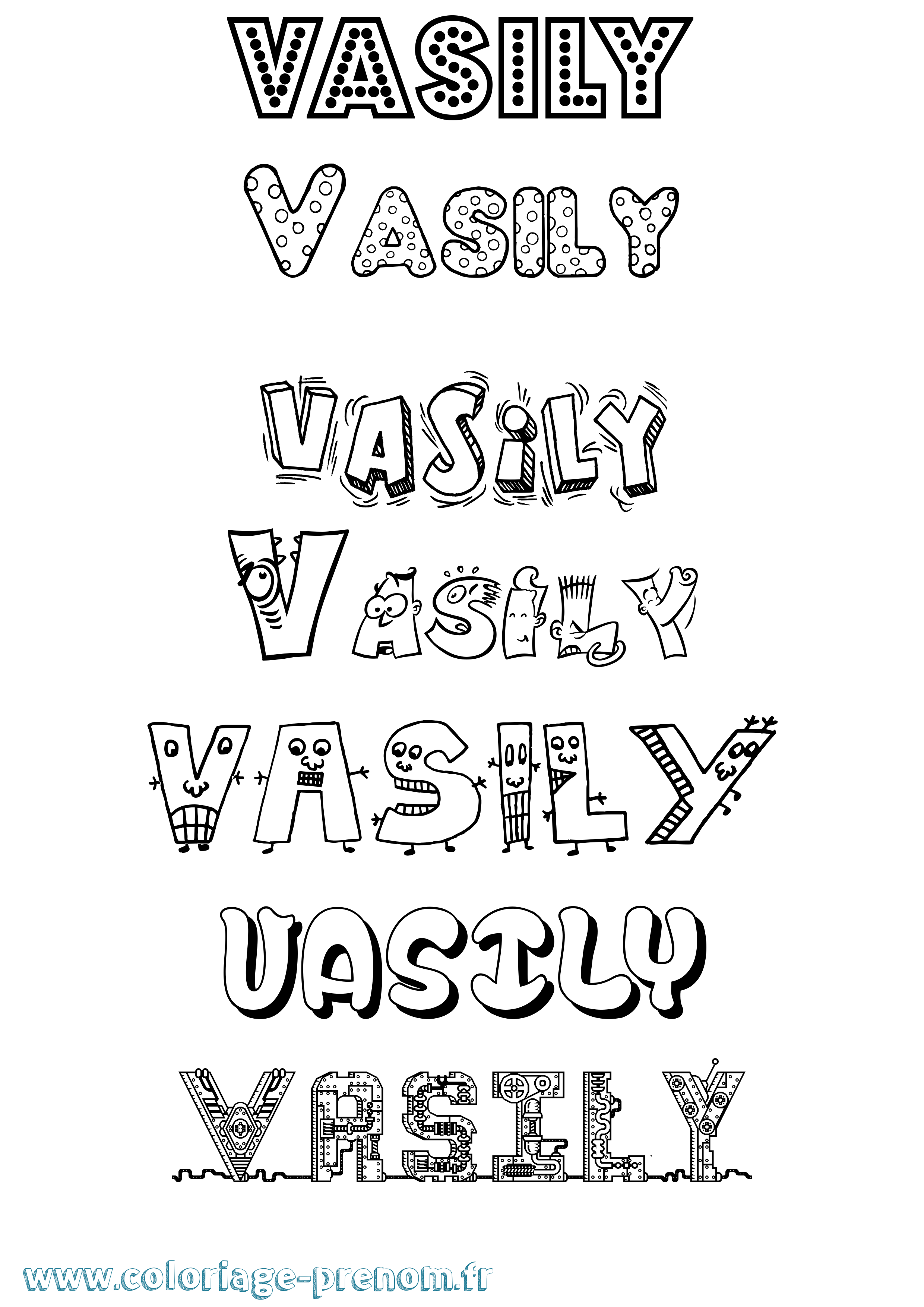 Coloriage Vasily Fun Coloriage prénom Vasily Fun