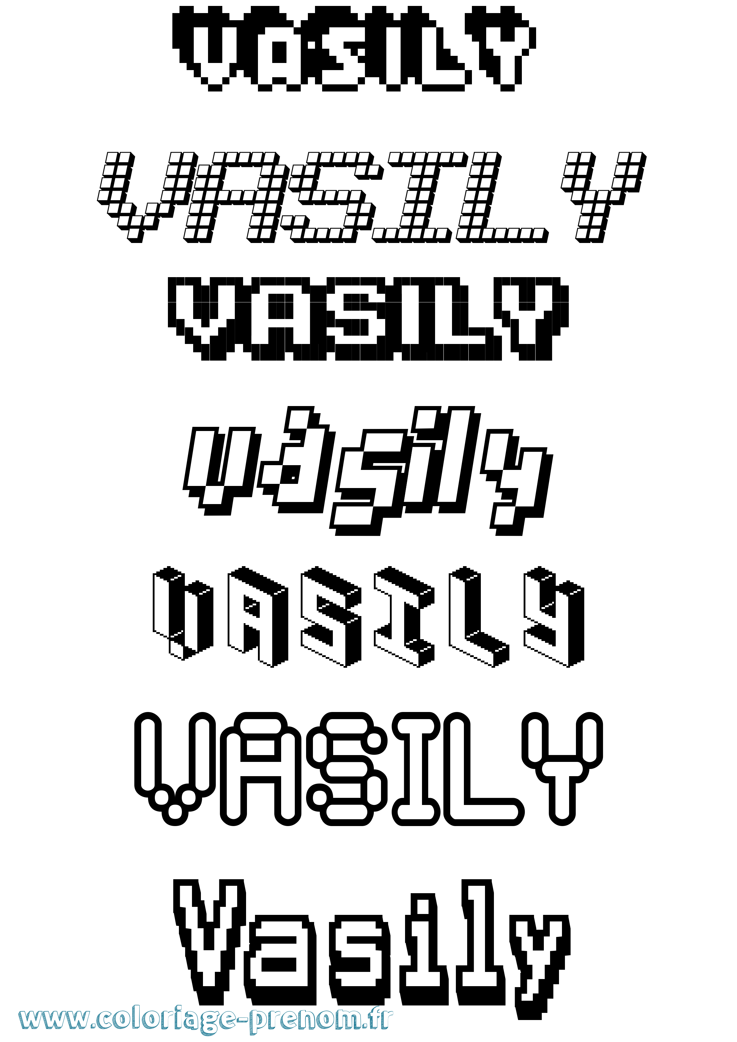 Coloriage Vasily Pixel Coloriage prénom Vasily Pixel
