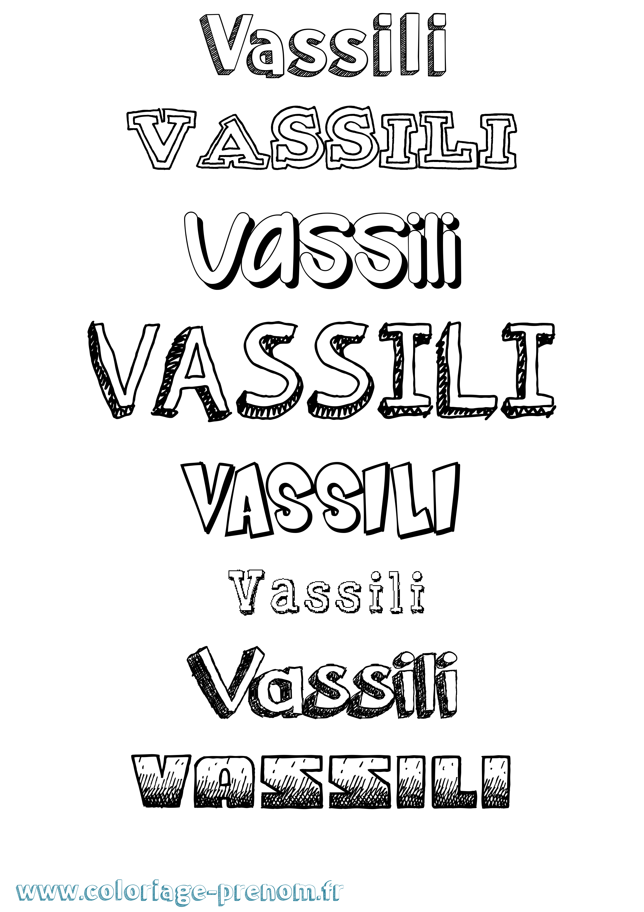 Coloriage prénom Vassili Dessiné