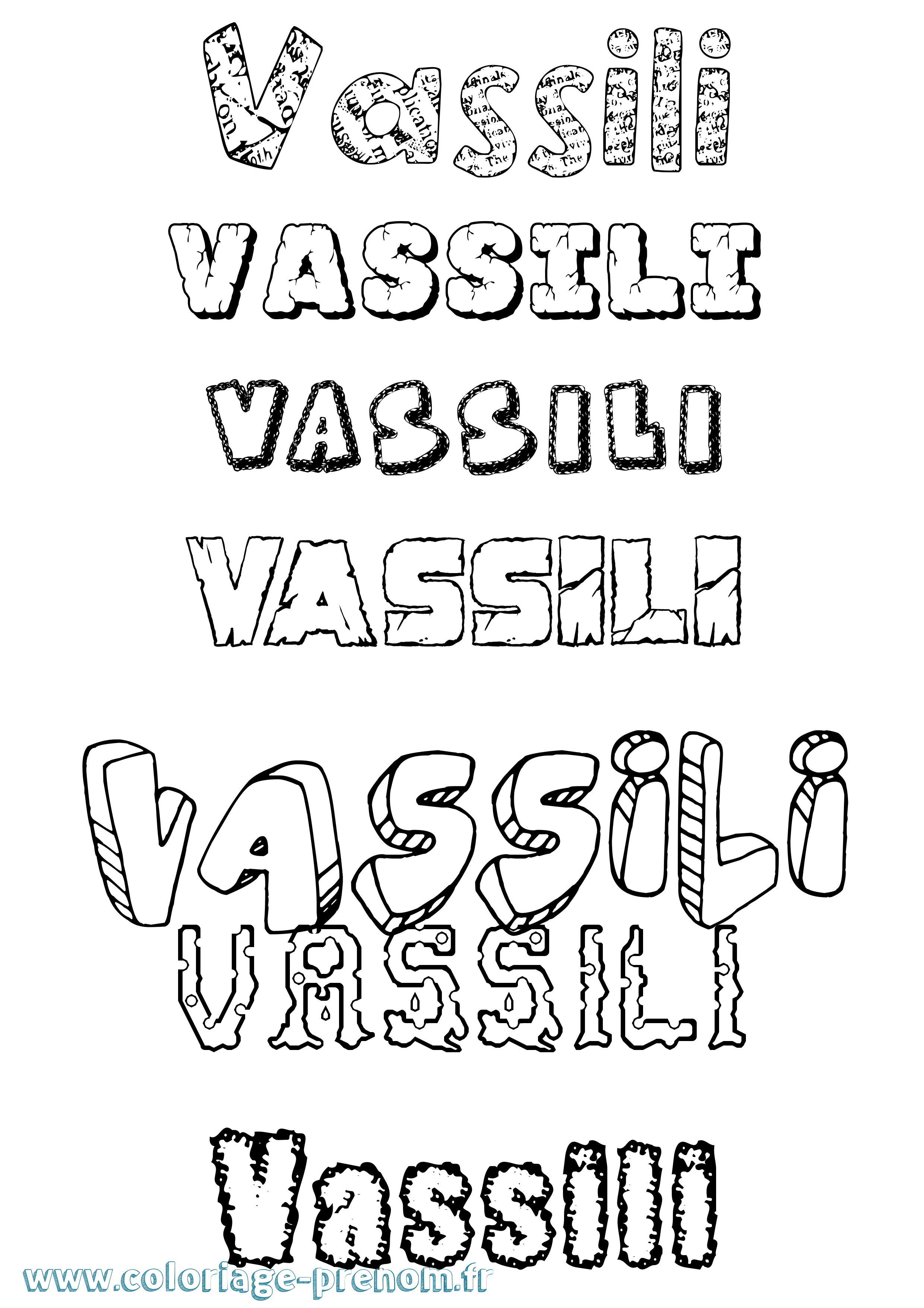 Coloriage prénom Vassili Destructuré