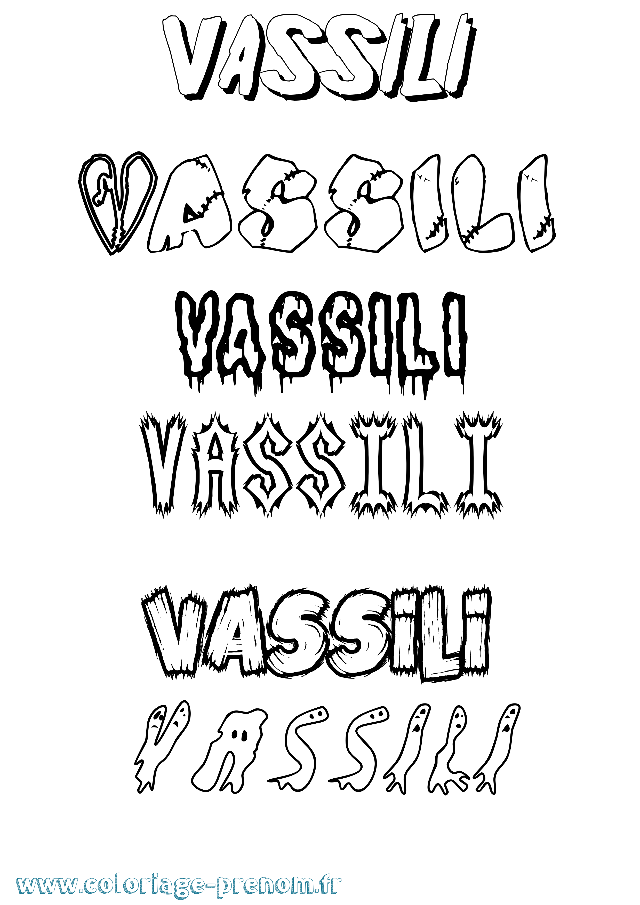Coloriage prénom Vassili Frisson