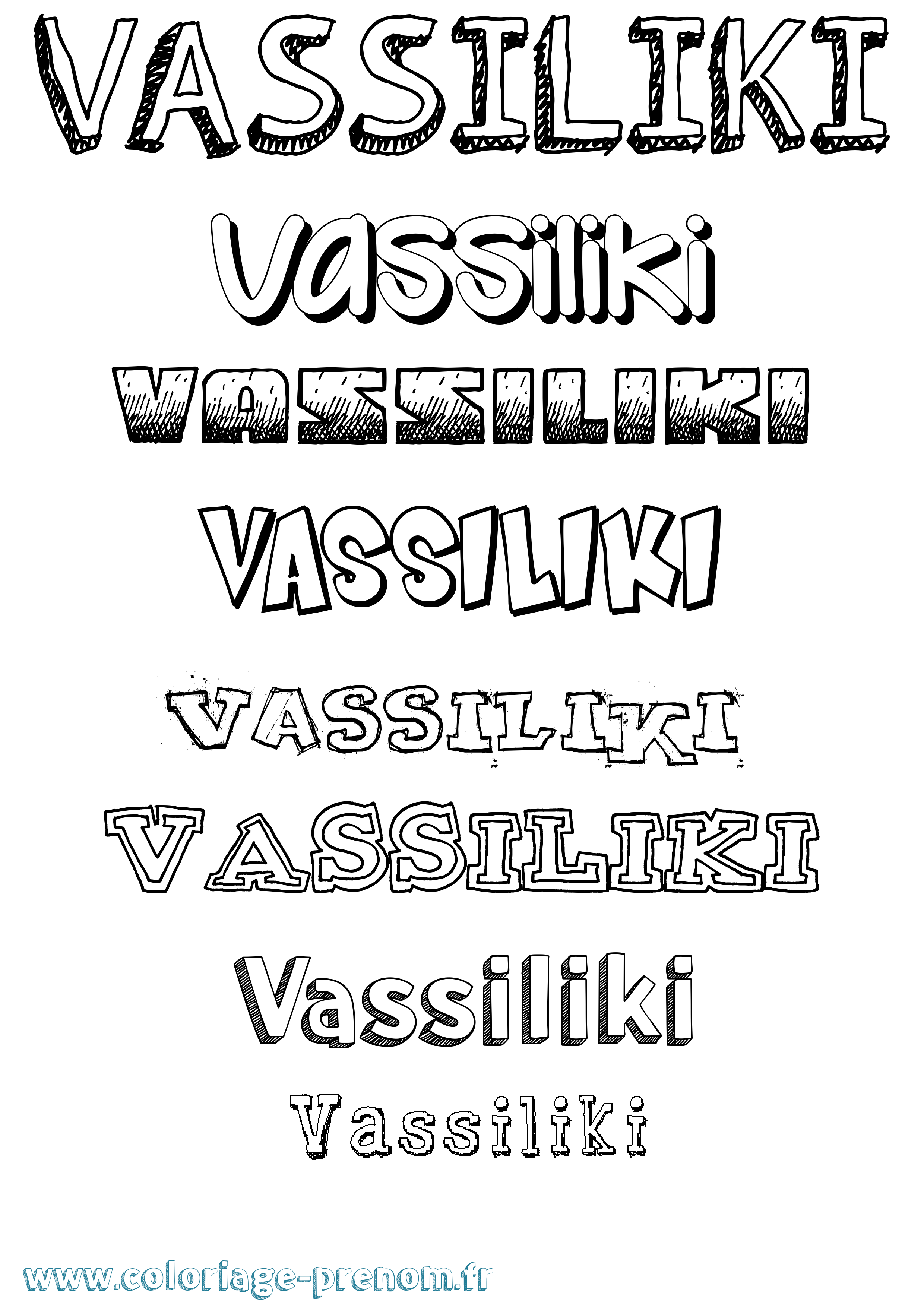 Coloriage Vassiliki Dessiné Coloriage prénom Vassiliki Dessiné