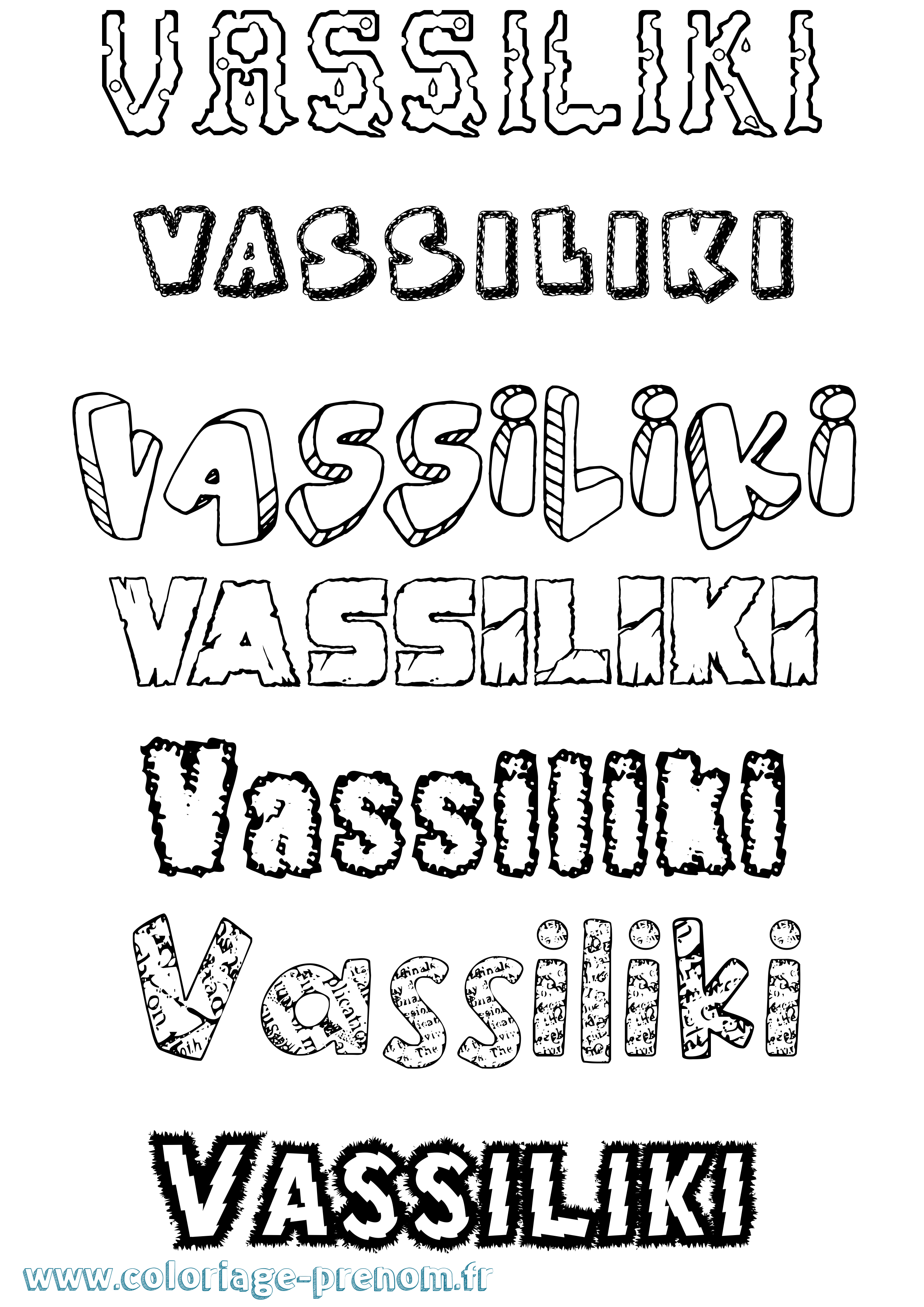 Coloriage prénom Vassiliki Destructuré
