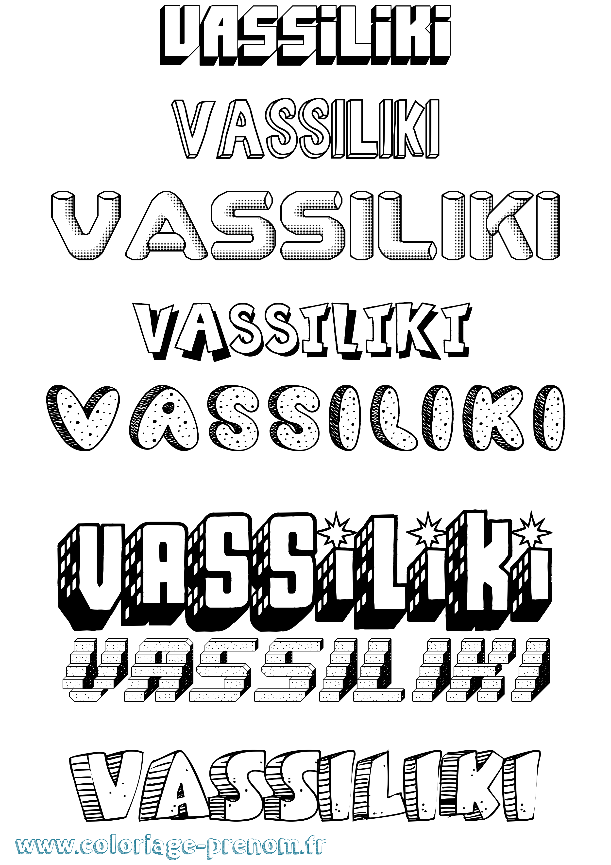 Coloriage prénom Vassiliki Effet 3D