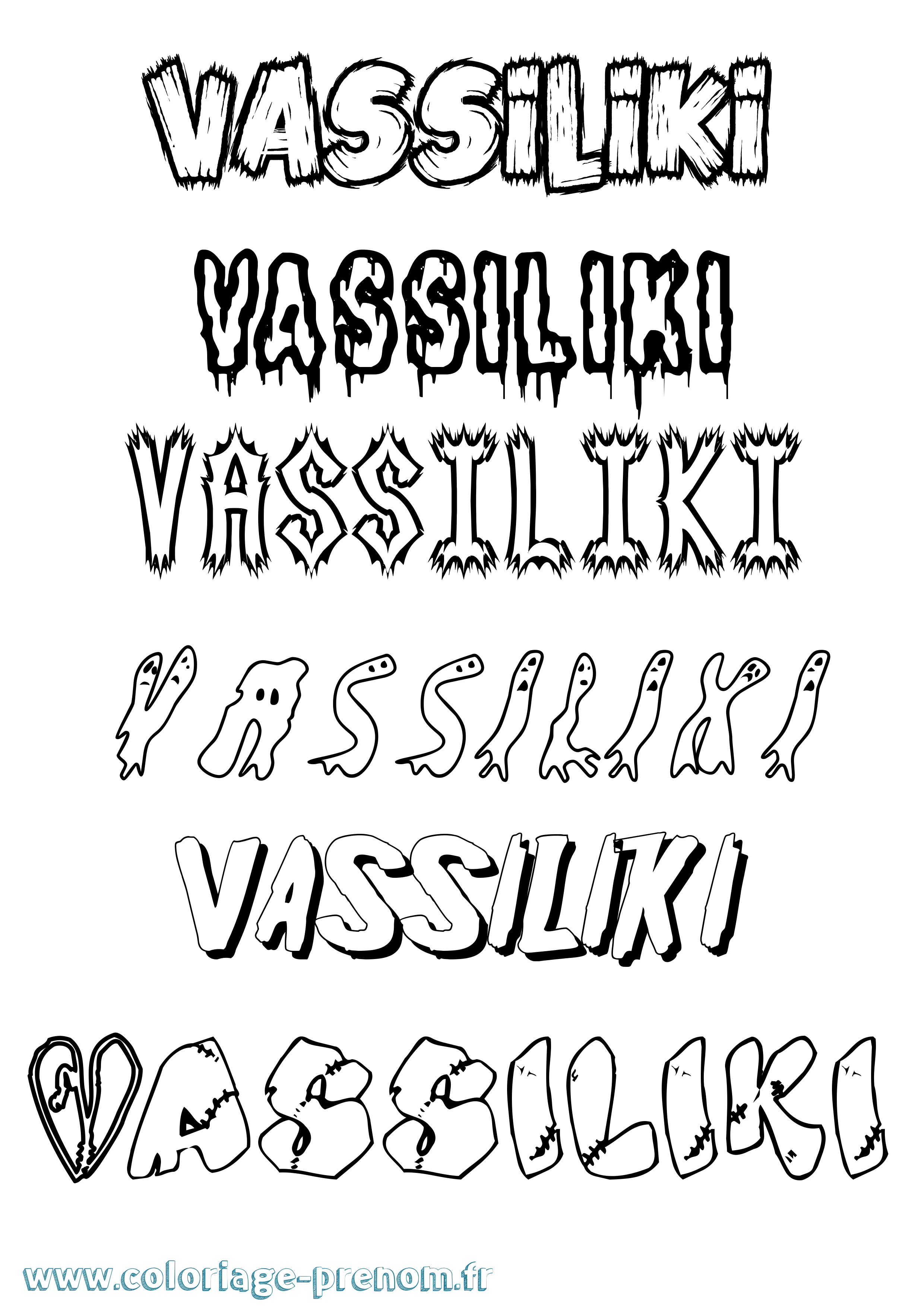 Coloriage Vassiliki Frisson Coloriage prénom Vassiliki Frisson