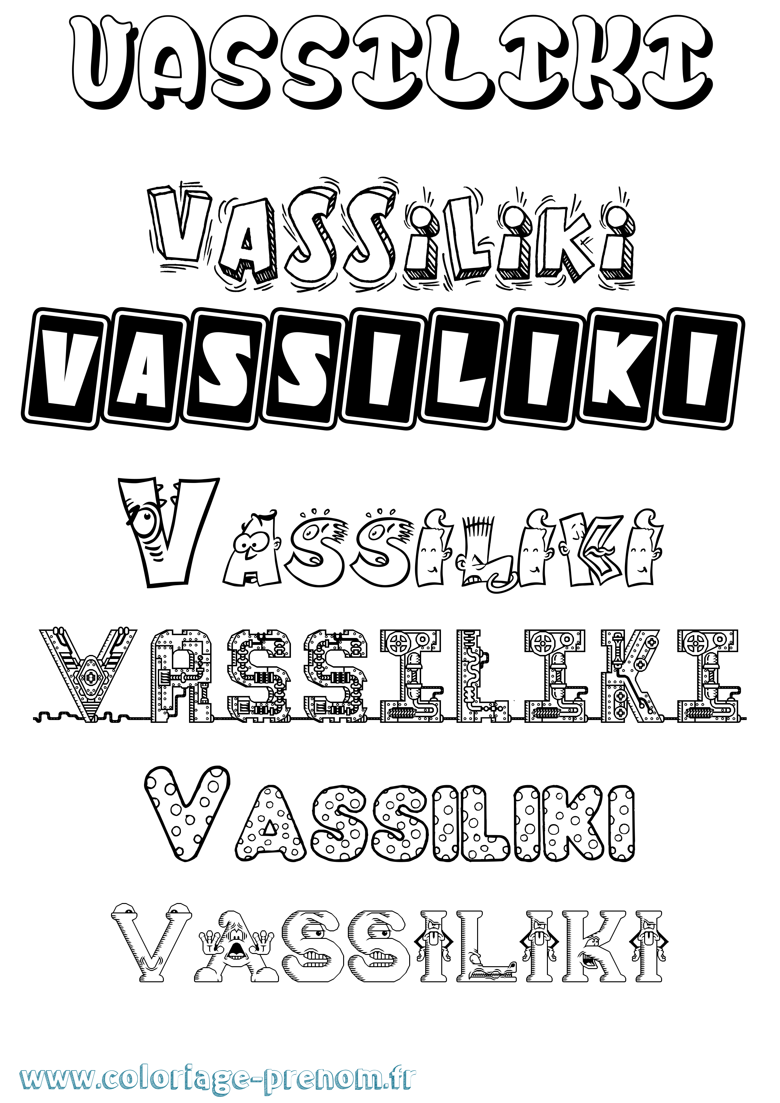 Coloriage prénom Vassiliki Fun