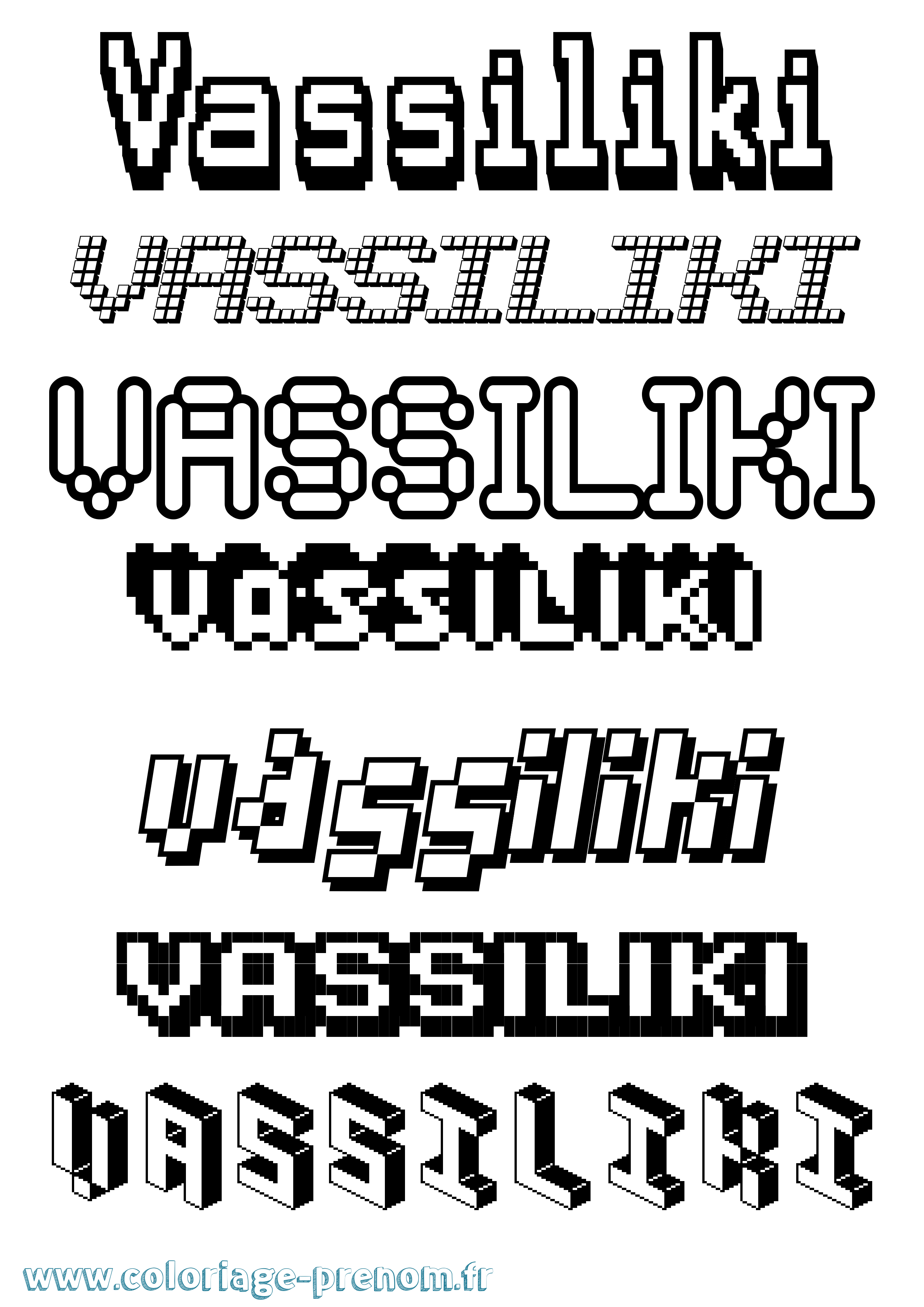 Coloriage prénom Vassiliki Pixel
