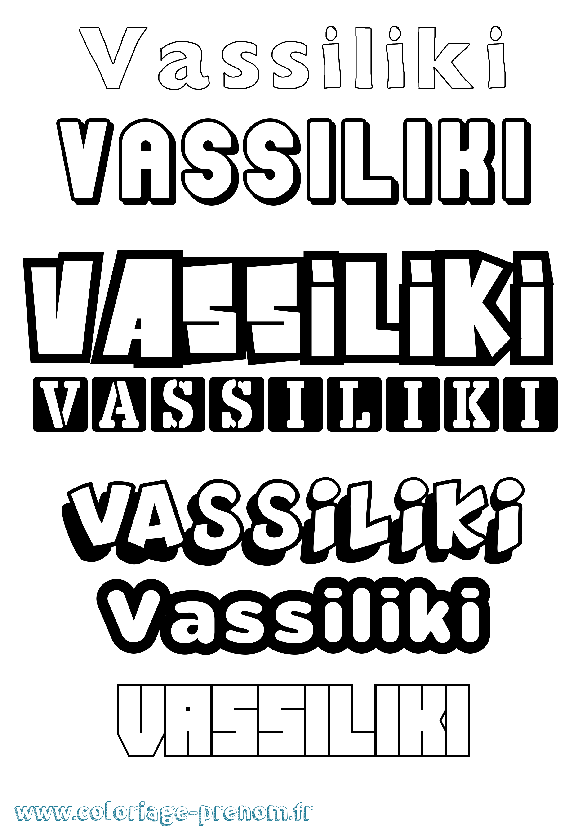 Coloriage prénom Vassiliki Simple