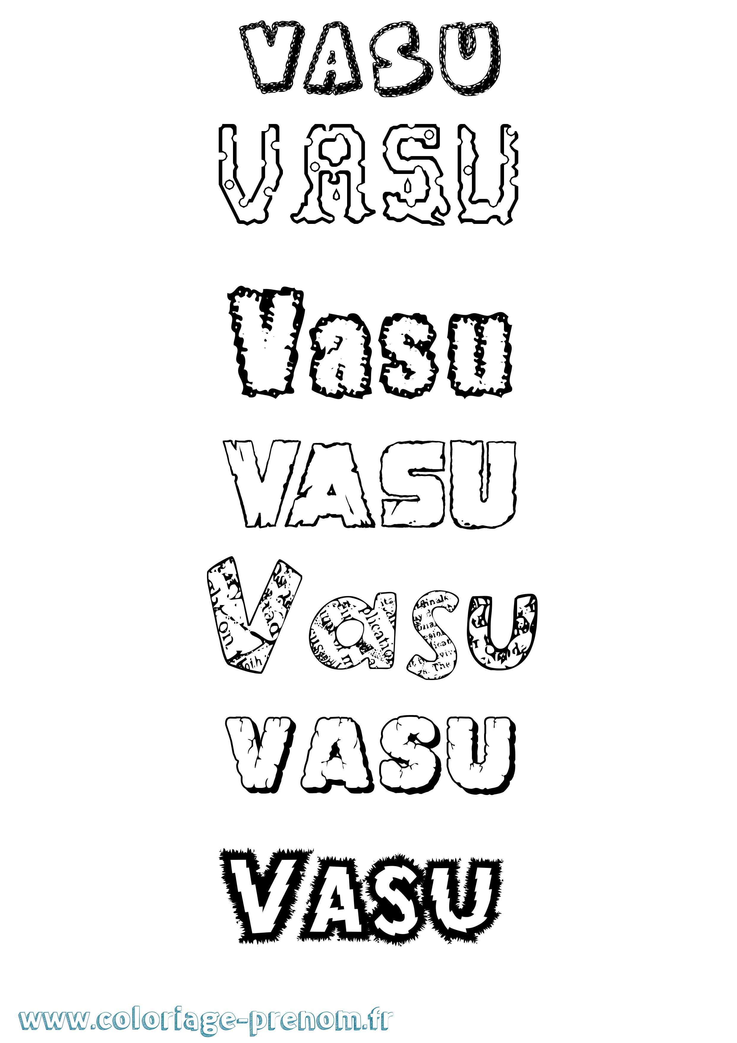 Coloriage Vasu Destructuré Coloriage prénom Vasu Destructuré
