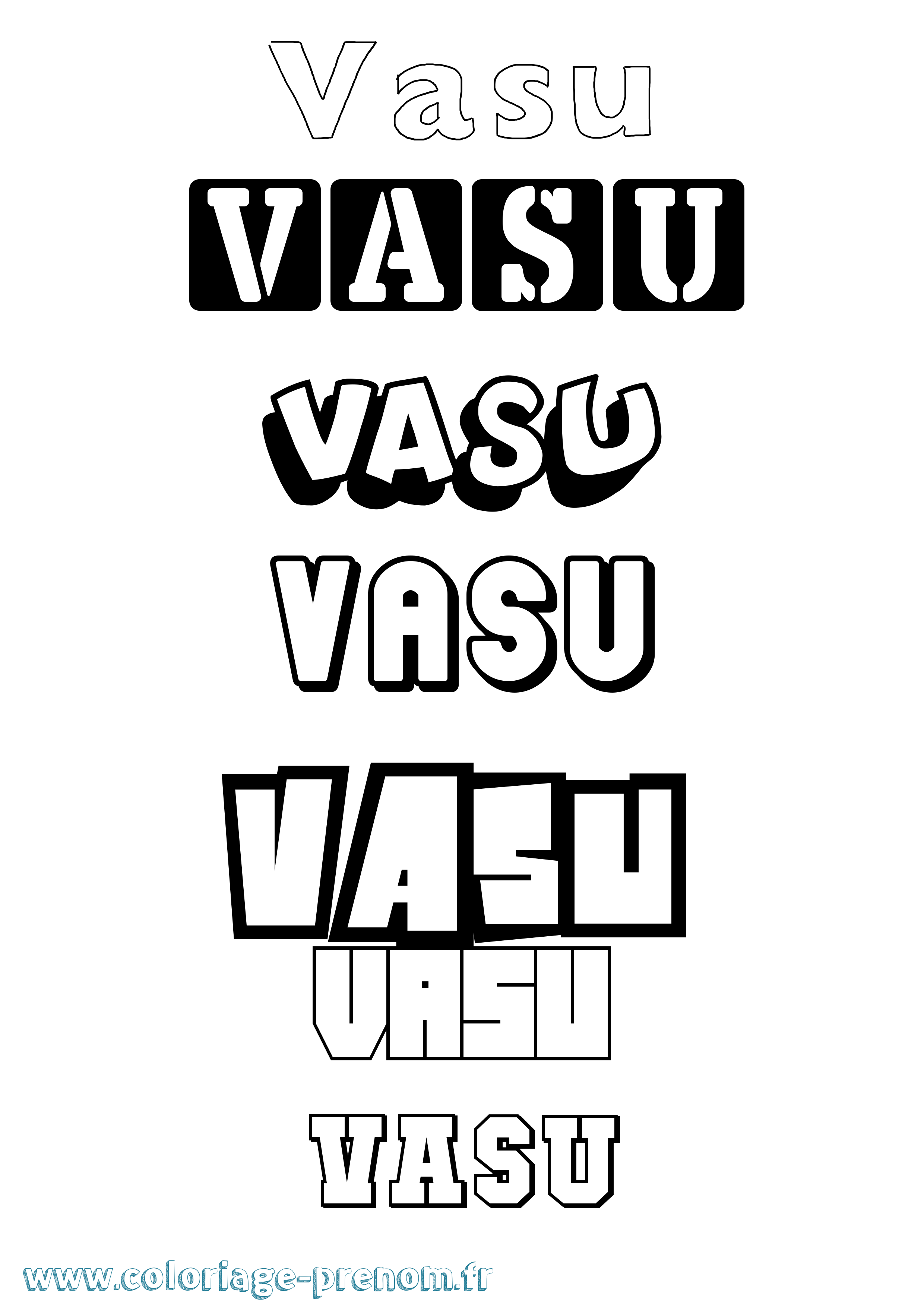 Coloriage Vasu Simple Coloriage prénom Vasu Simple
