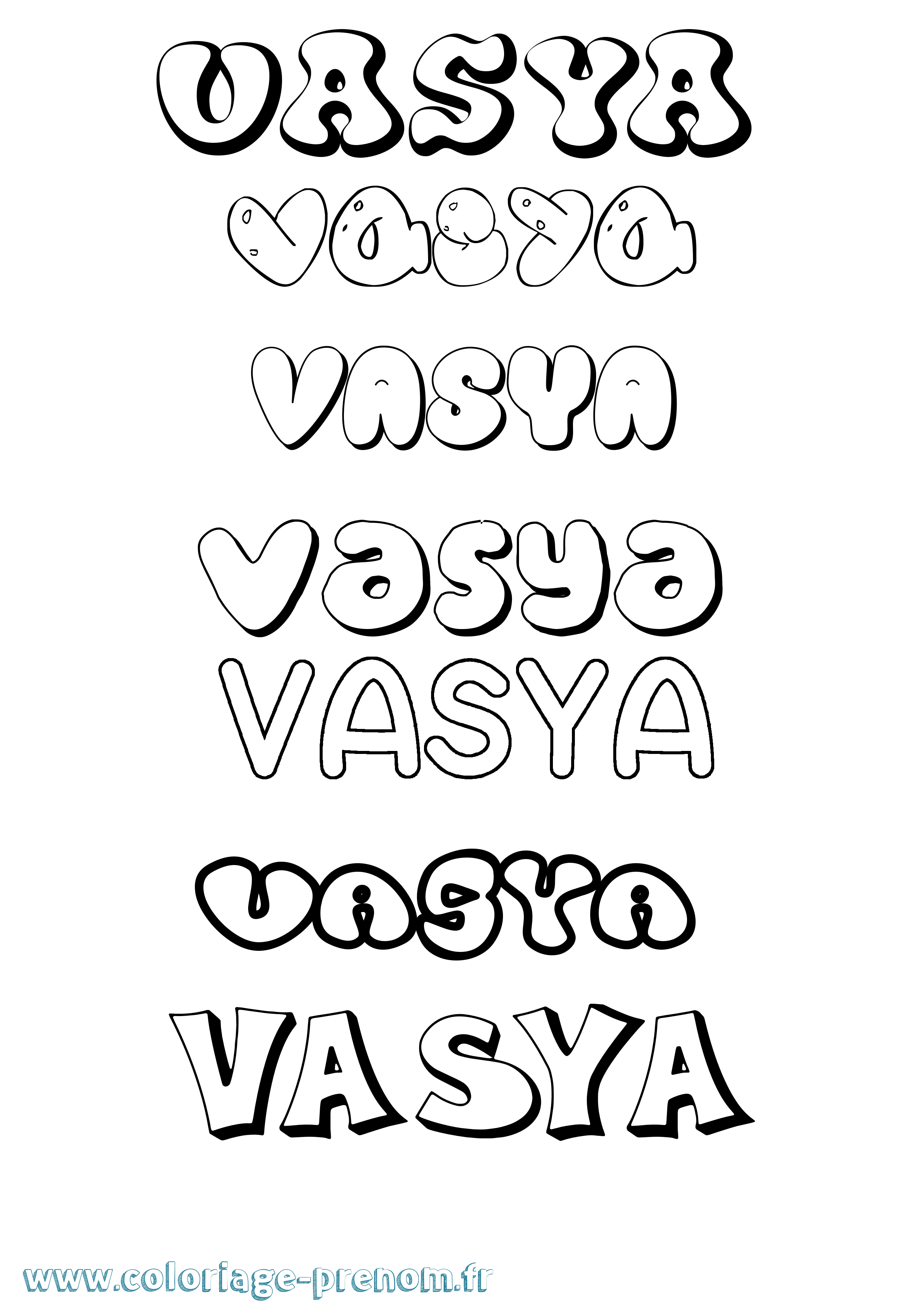 Coloriage prénom Vasya Bubble