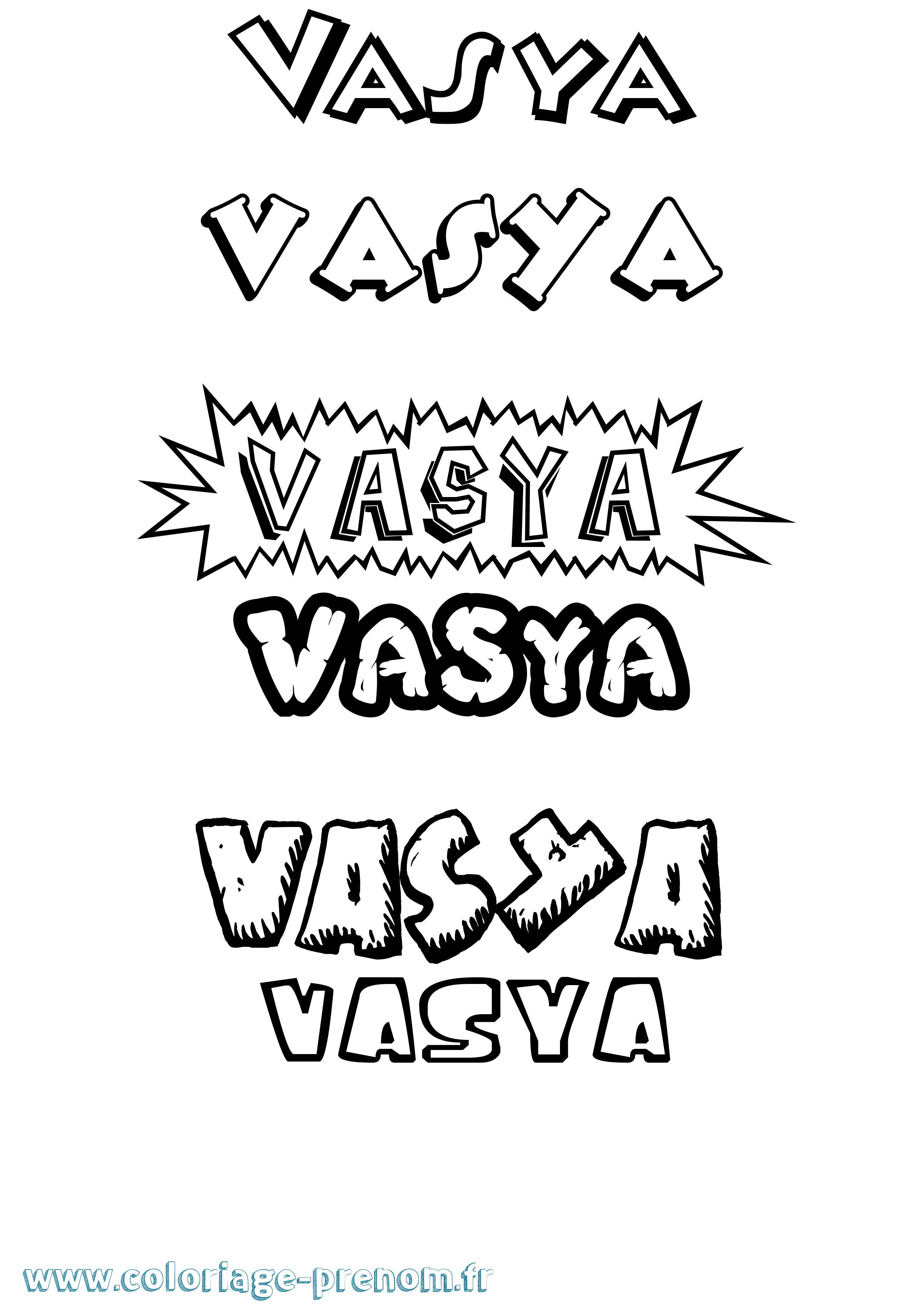 Coloriage prénom Vasya Dessin Animé