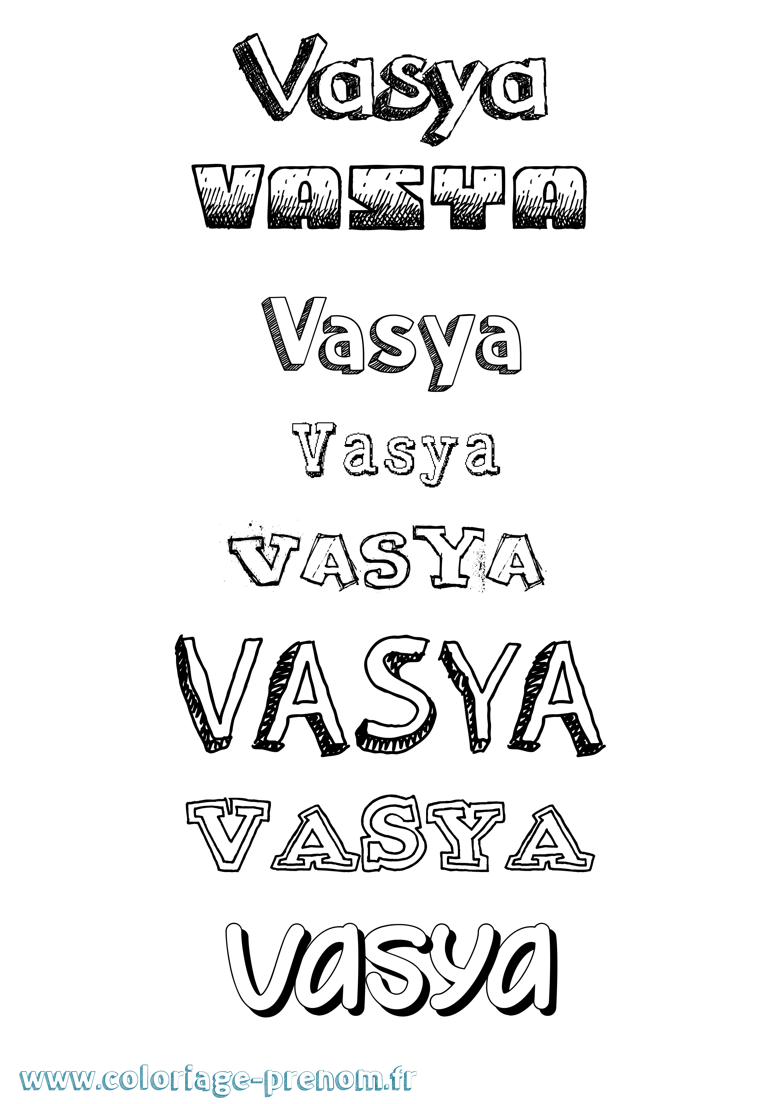 Coloriage prénom Vasya Dessiné