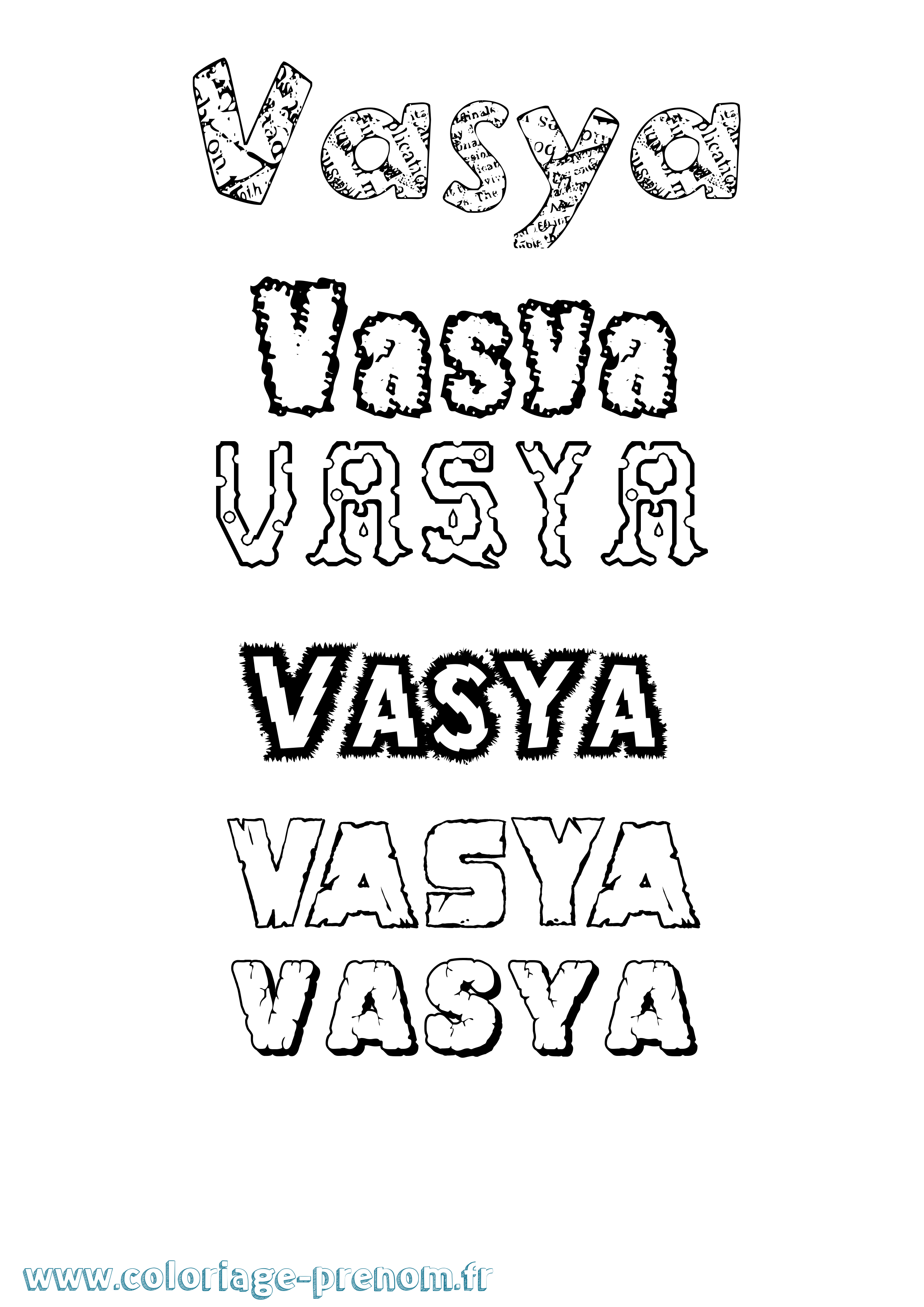 Coloriage Vasya Destructuré Coloriage prénom Vasya Destructuré