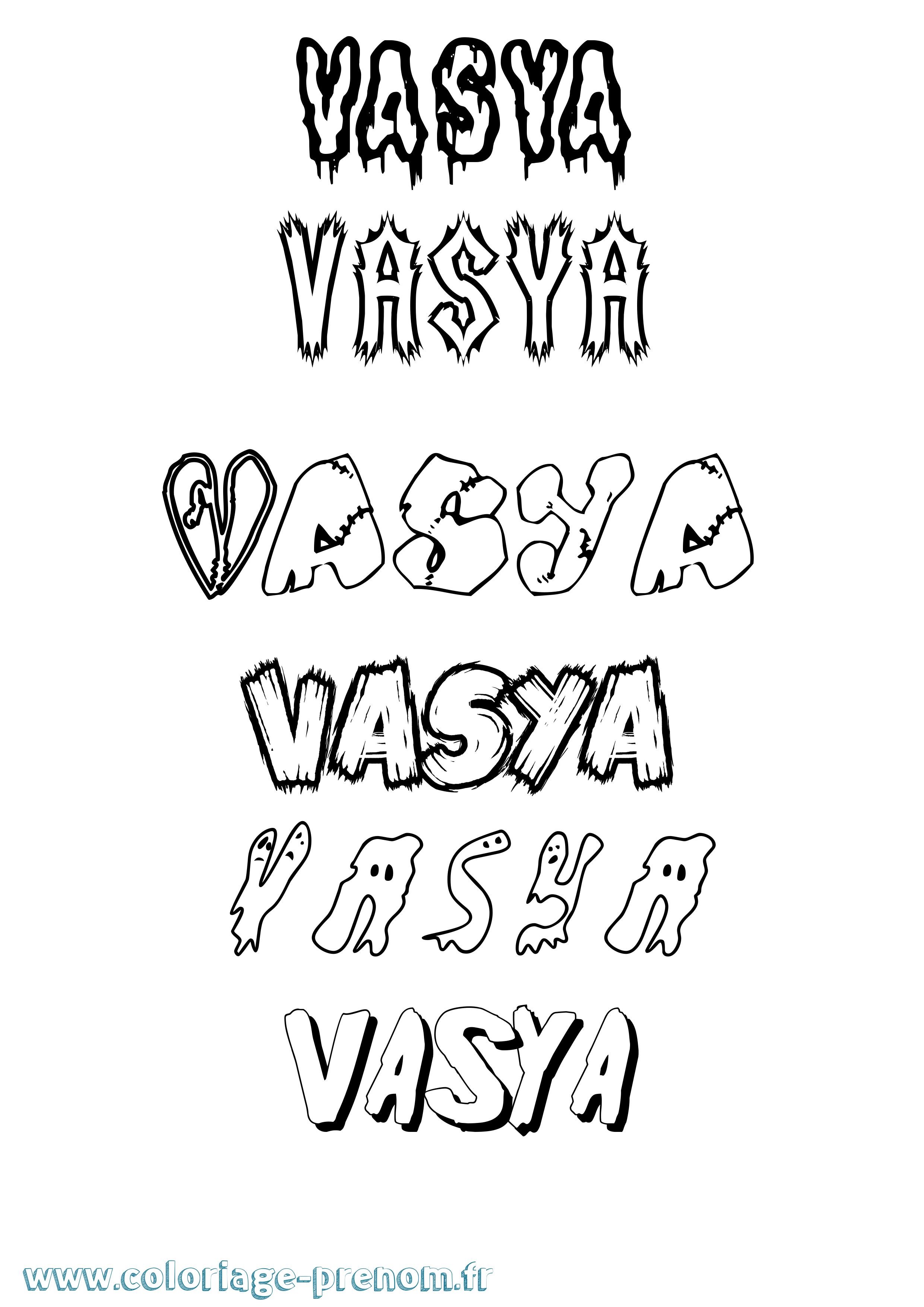 Coloriage Vasya Frisson Coloriage prénom Vasya Frisson