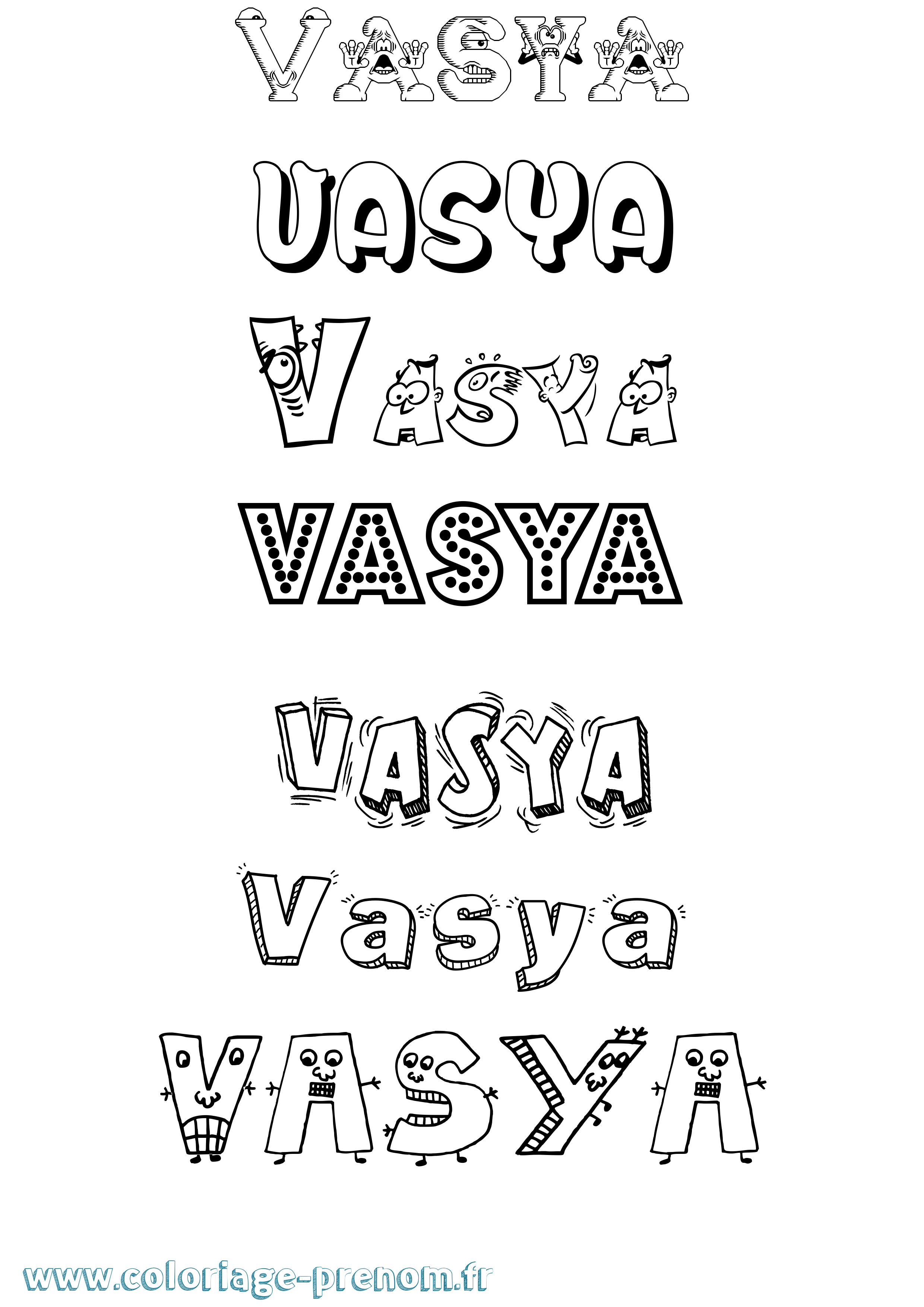 Coloriage Vasya Fun Coloriage prénom Vasya Fun