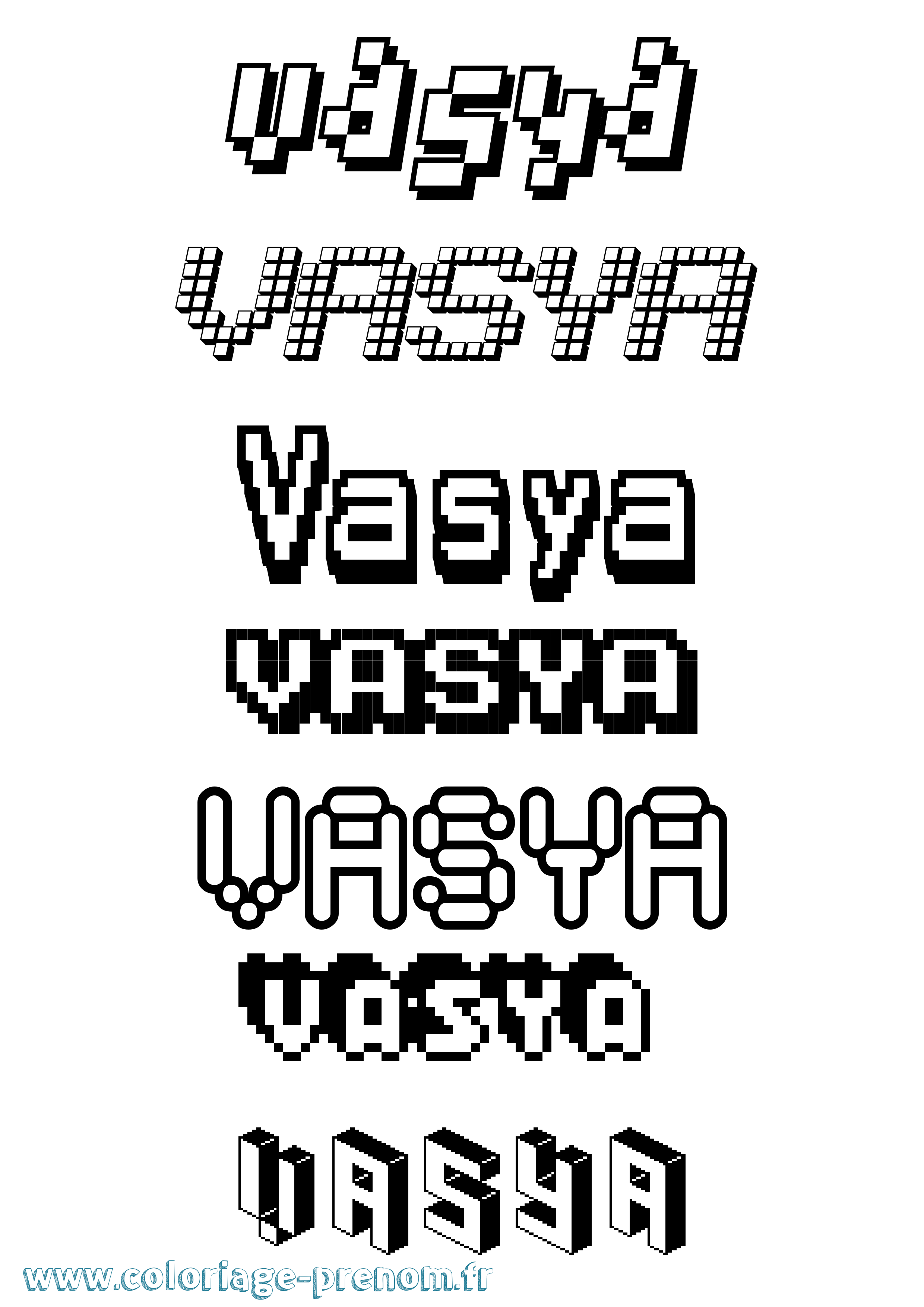 Coloriage prénom Vasya Pixel