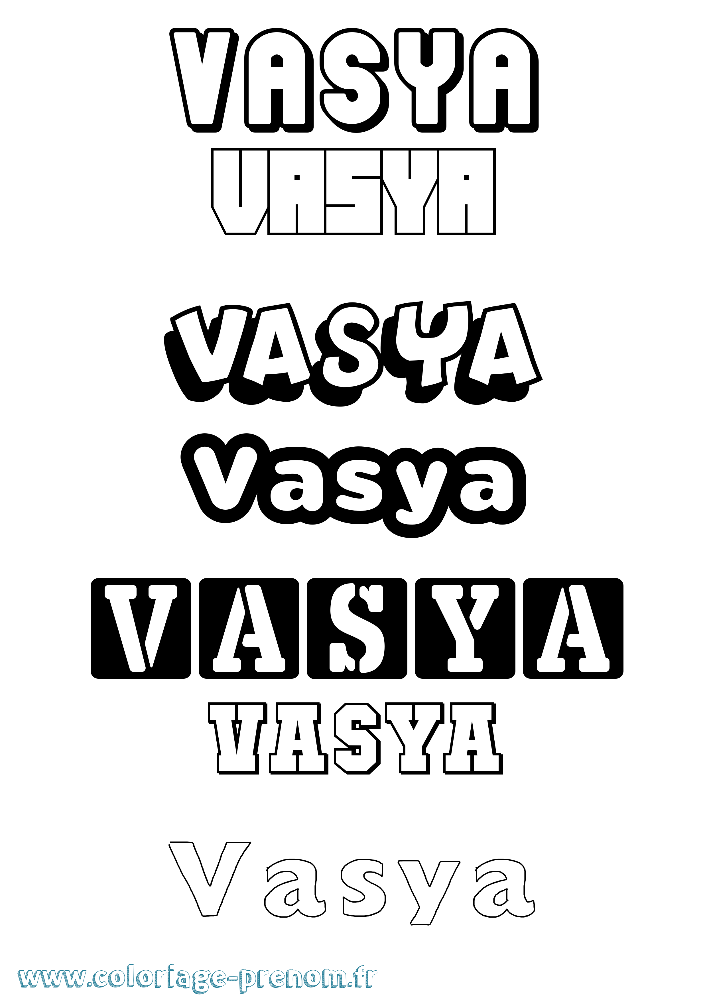 Coloriage Vasya Simple Coloriage prénom Vasya Simple
