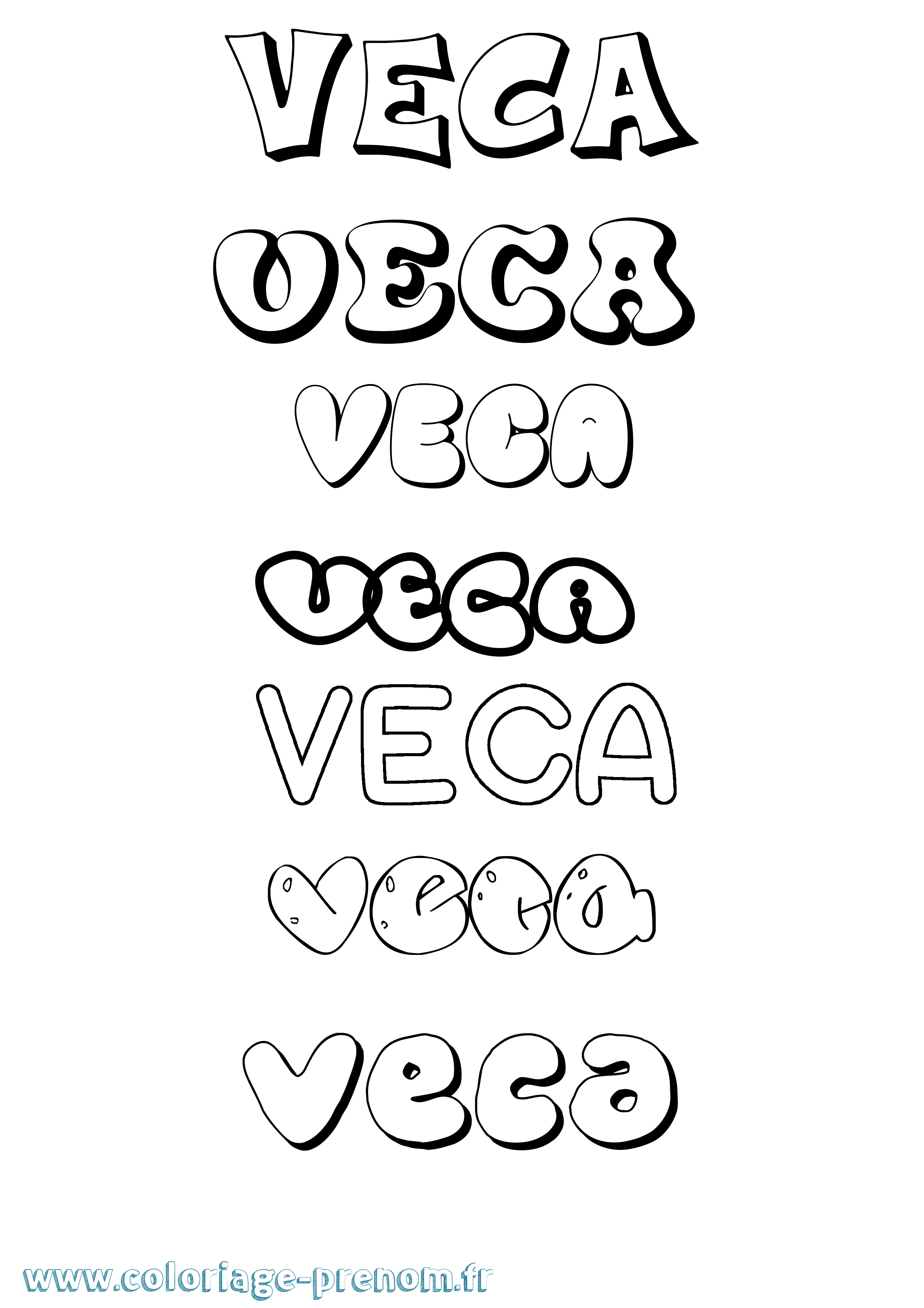 Coloriage Veca Bubble Coloriage prénom Veca Bubble