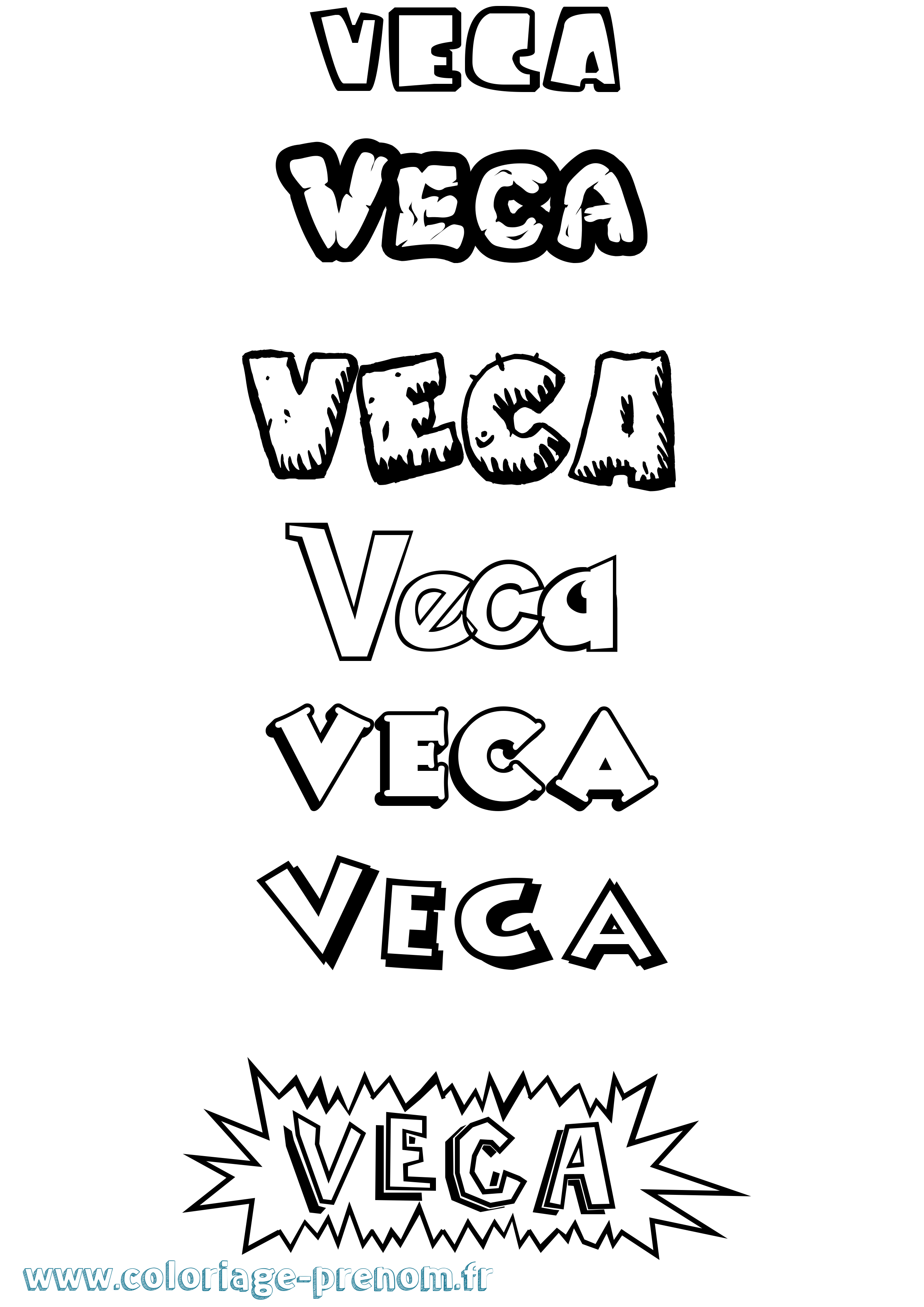Coloriage Veca Dessin Animé Coloriage prénom Veca Dessin Animé