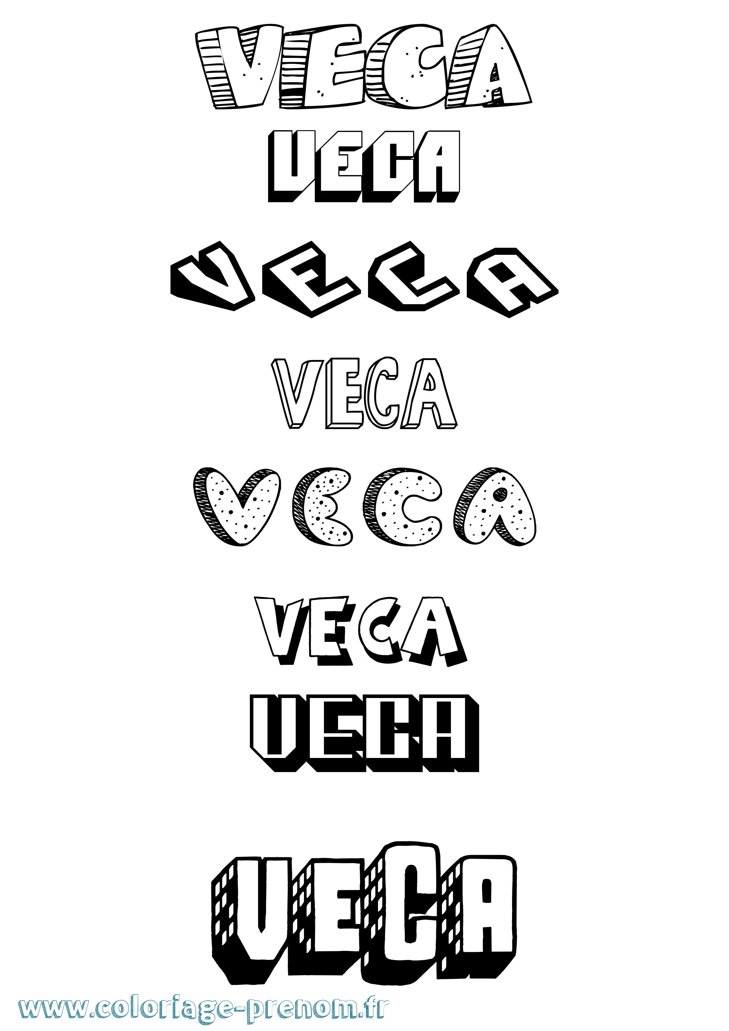 Coloriage Veca Effet 3D Coloriage prénom Veca Effet 3D