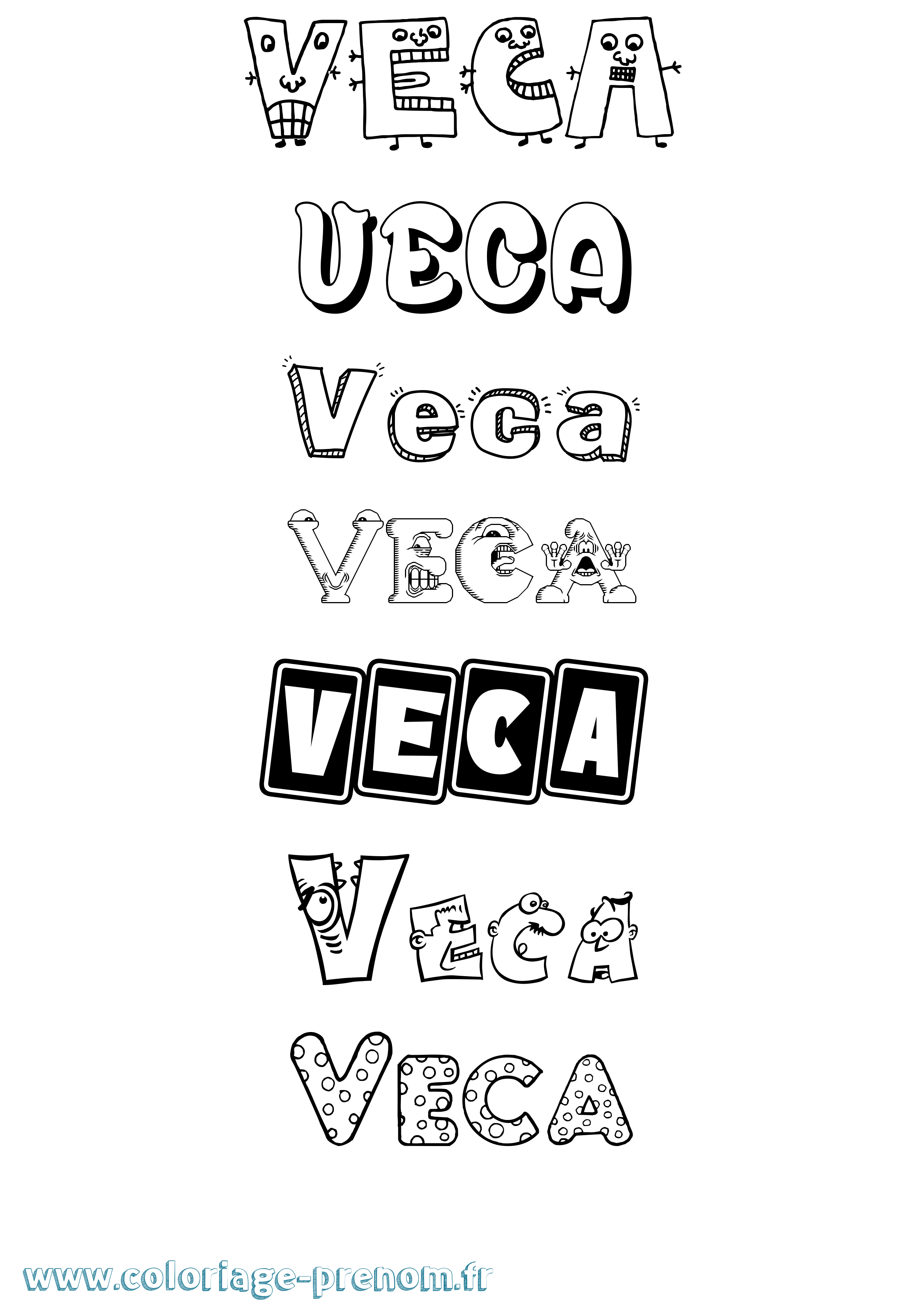 Coloriage Veca Fun Coloriage prénom Veca Fun