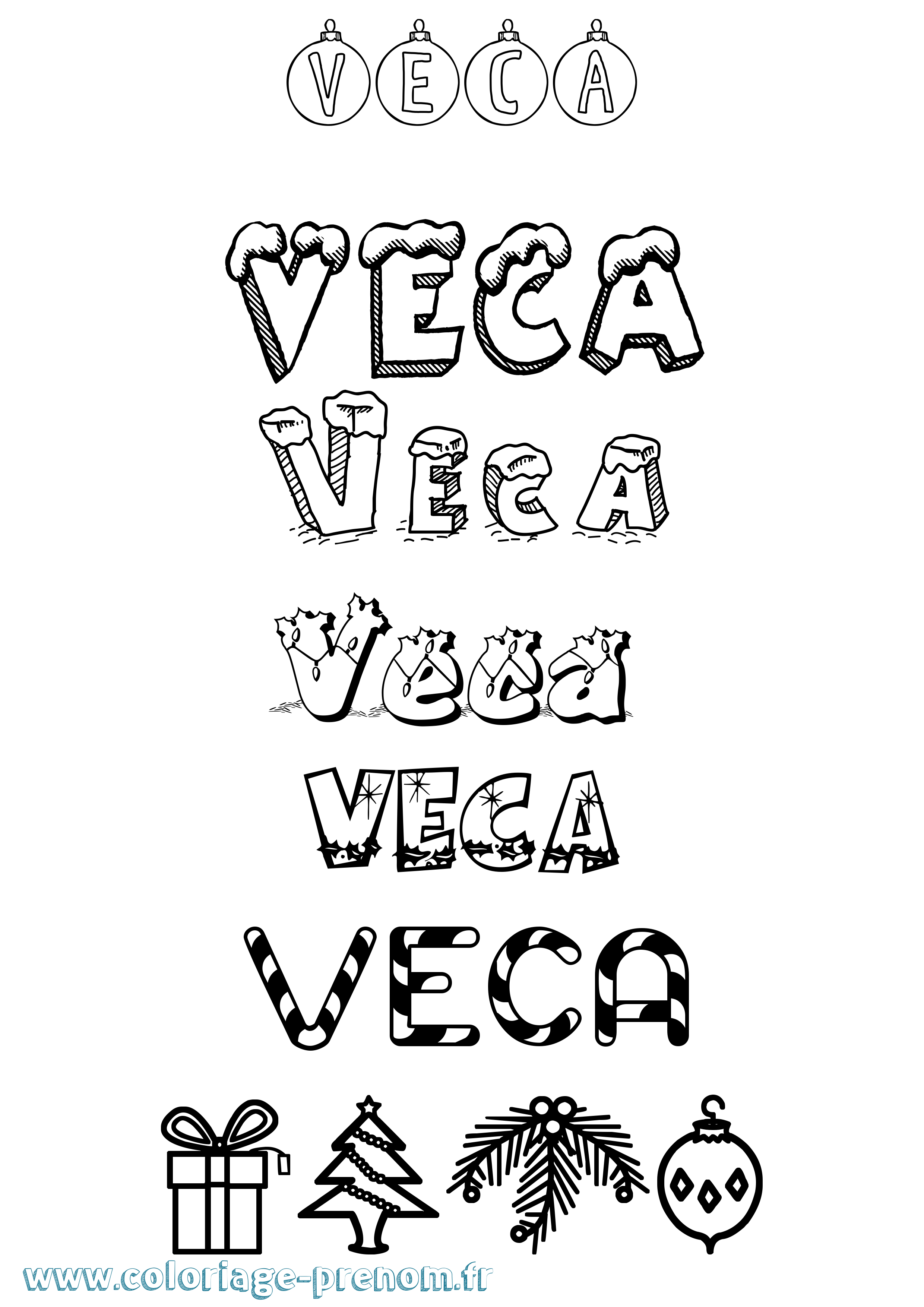 Coloriage Veca Noël Coloriage prénom Veca Noël