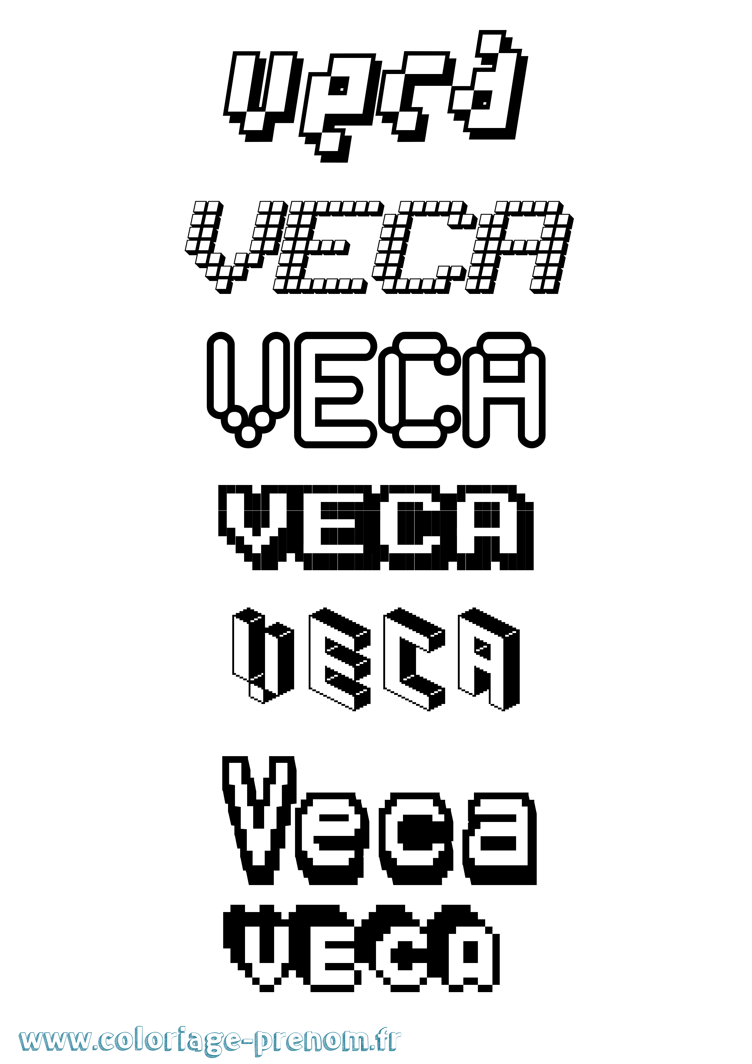 Coloriage Veca Pixel Coloriage prénom Veca Pixel